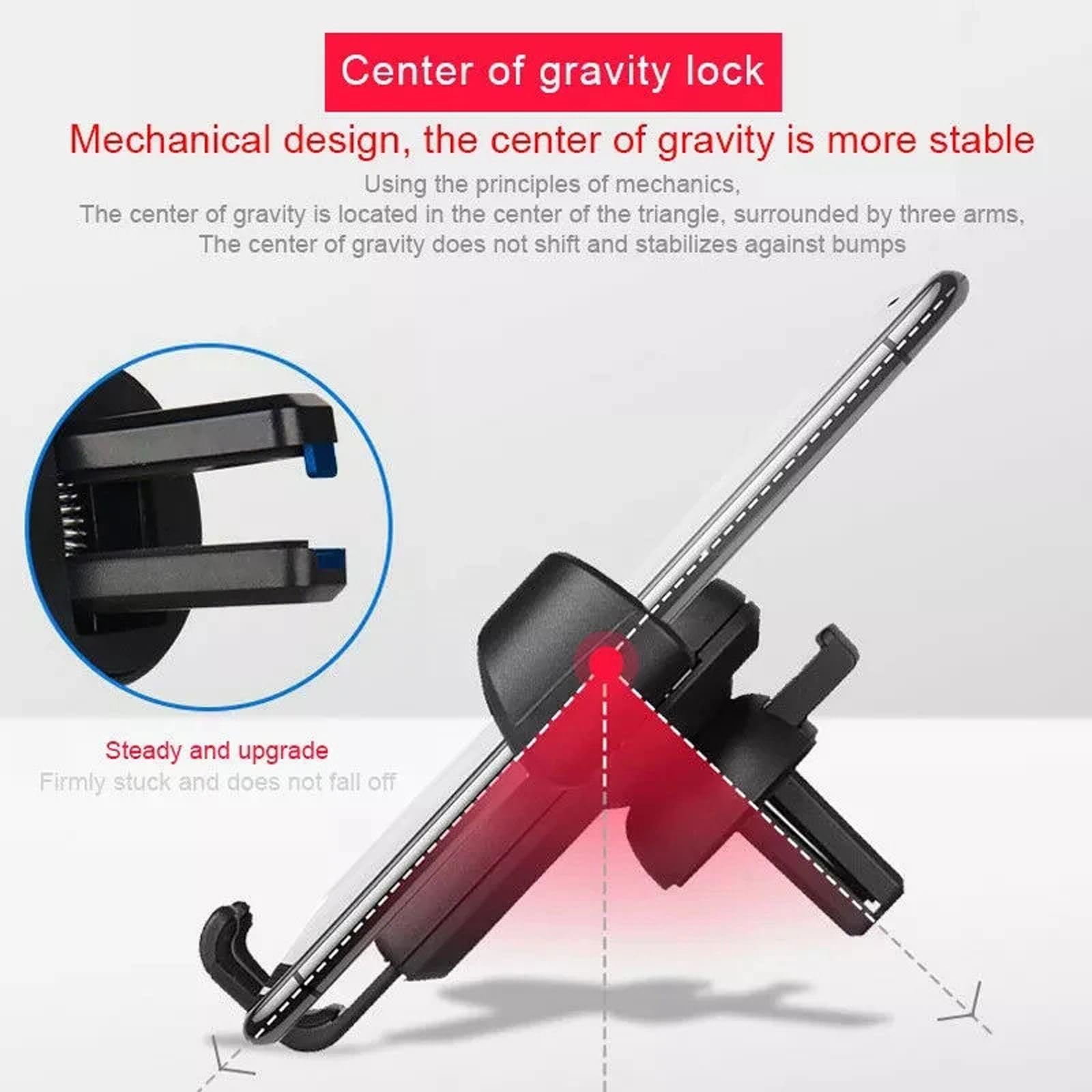 Gravity Car Holder Air Vent Clip Mount Mobile Cell Stand Smartphone, Adatto per iPhone Huawei Xiaomi Samsung