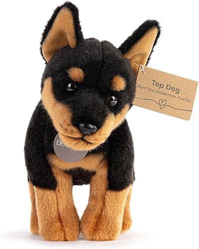 Miniatura 5 de DEMDACO Animalcraft Doberman - Pellizco de peluche suave de poliéster de 9 x 7.5 x 5 pulgadas, color negro y marrón