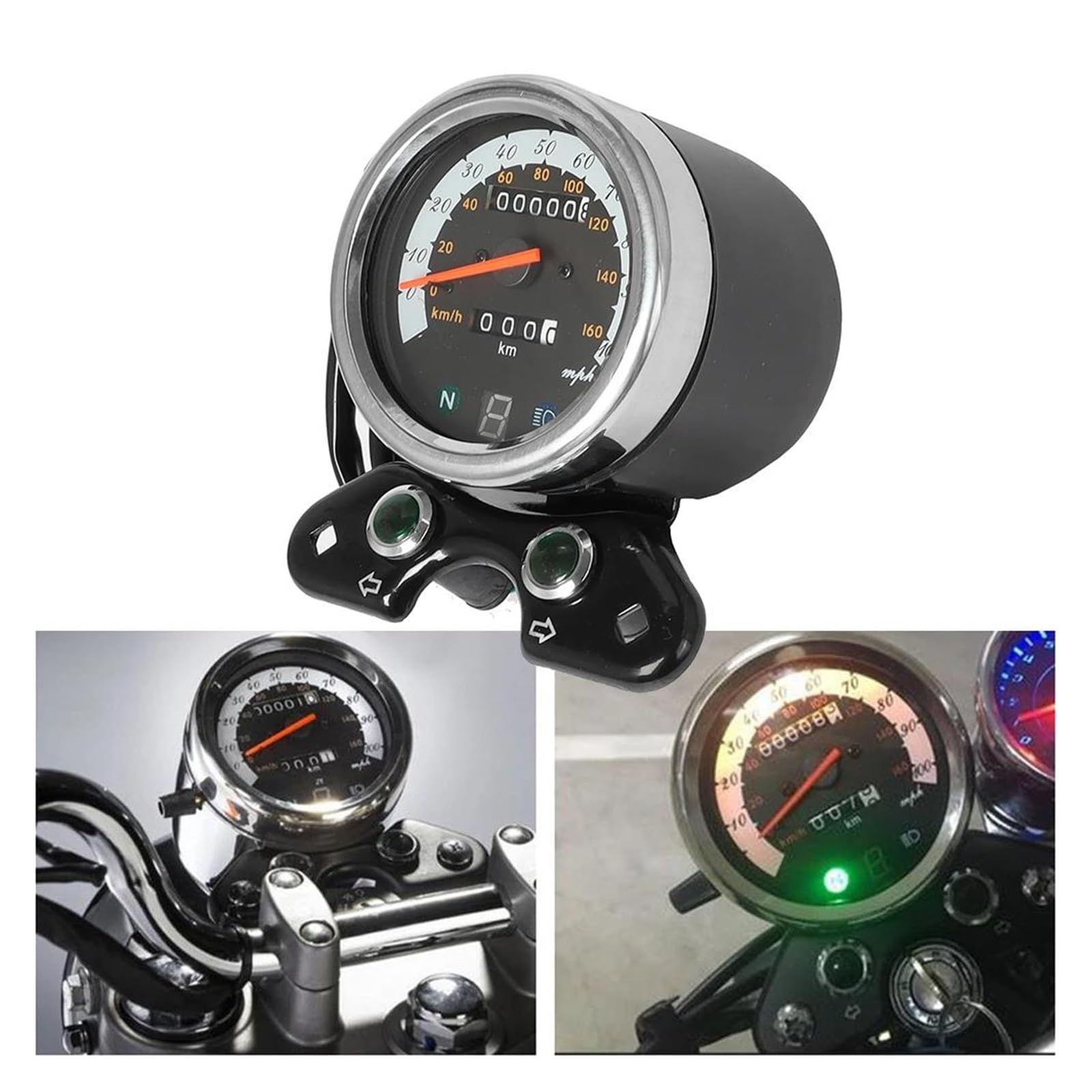 Pour Cafe Racer, tachymètre, 12V Compteur kilométrique universel
