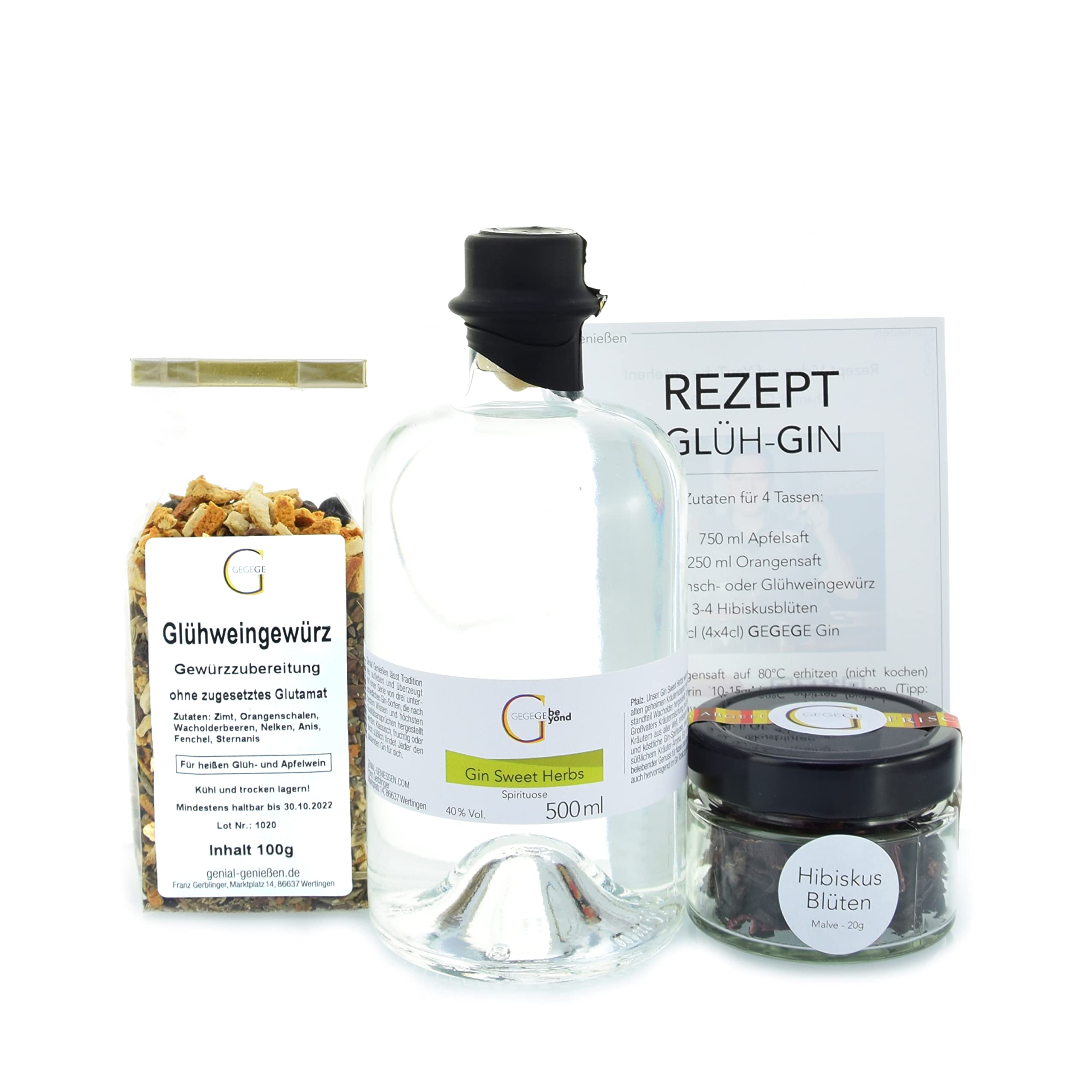 GeGeGe Glüh Gin Set SWEET HERBS mit Geschenkbox · Gin Geschenk Set · Erlebnisgeschenk mit GLÜH GIN · Gin Geschenk Männer & Frauen · Tolles Wintergetränk & Glühwein Alternative