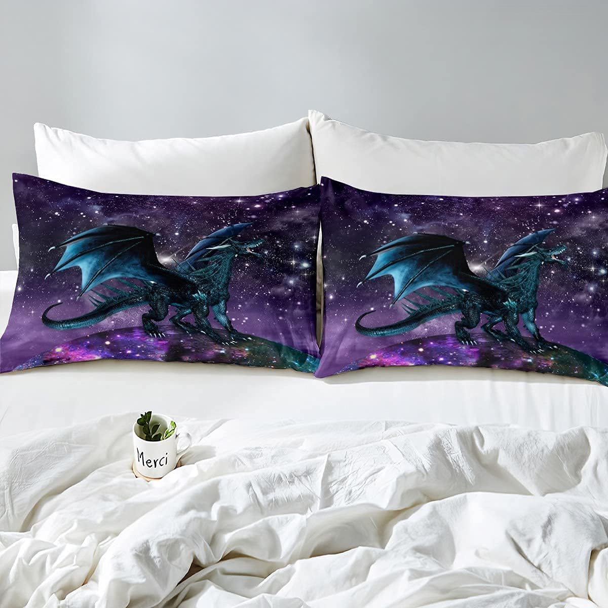 Erosebridal 4Pcs Dragon Bedding Set Twin Size: Comforter Set+Fitted Sheet