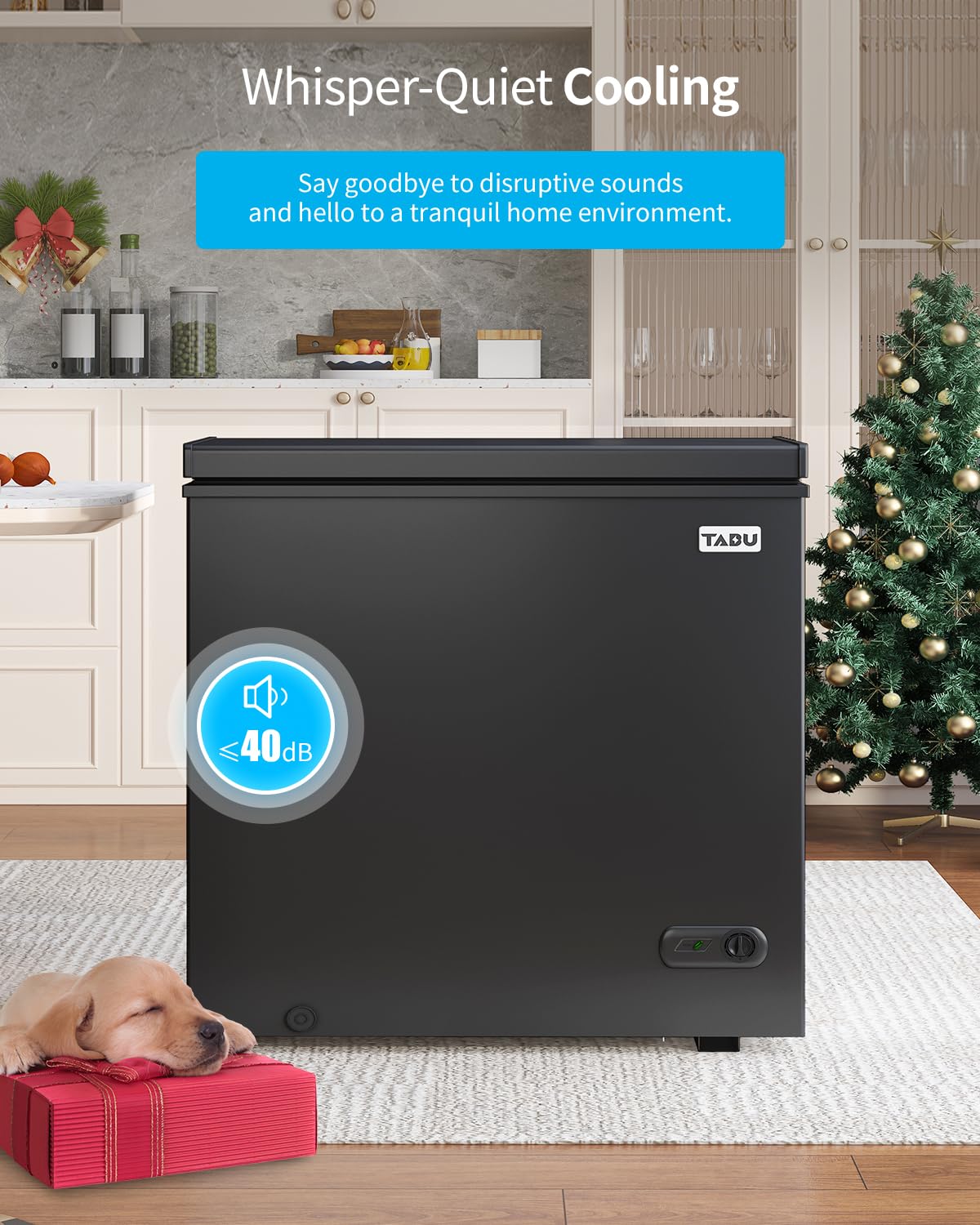 Tabu Chest Freezer, 5.0 Cubic Feet Deep Freezer With Removable Storage Basket, Black Top Open Door Freezer With 7 Level Adjustable Thermostat, Top-Opening Compact Freezer (Black) on Fridge.com - View 6