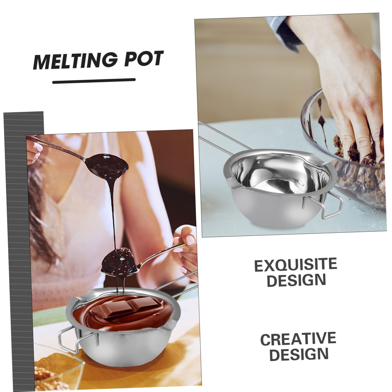 BRIGHTFUFU Lead-free Double Chocolate Melting Pot Double Boiler Pot Candy Warmer Boiler for Home