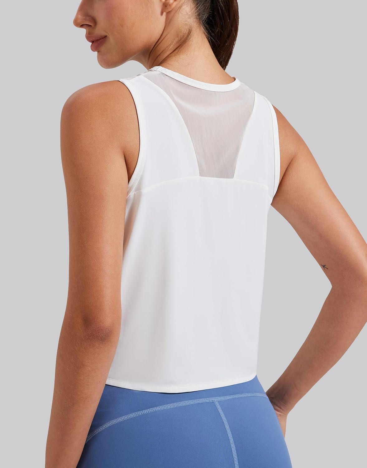 Pioneer Camp Women's Workout Tank Tops Mesh Panel Loose Fit Muscle Tank Athletci Sleeveless Yoga Running Shirts