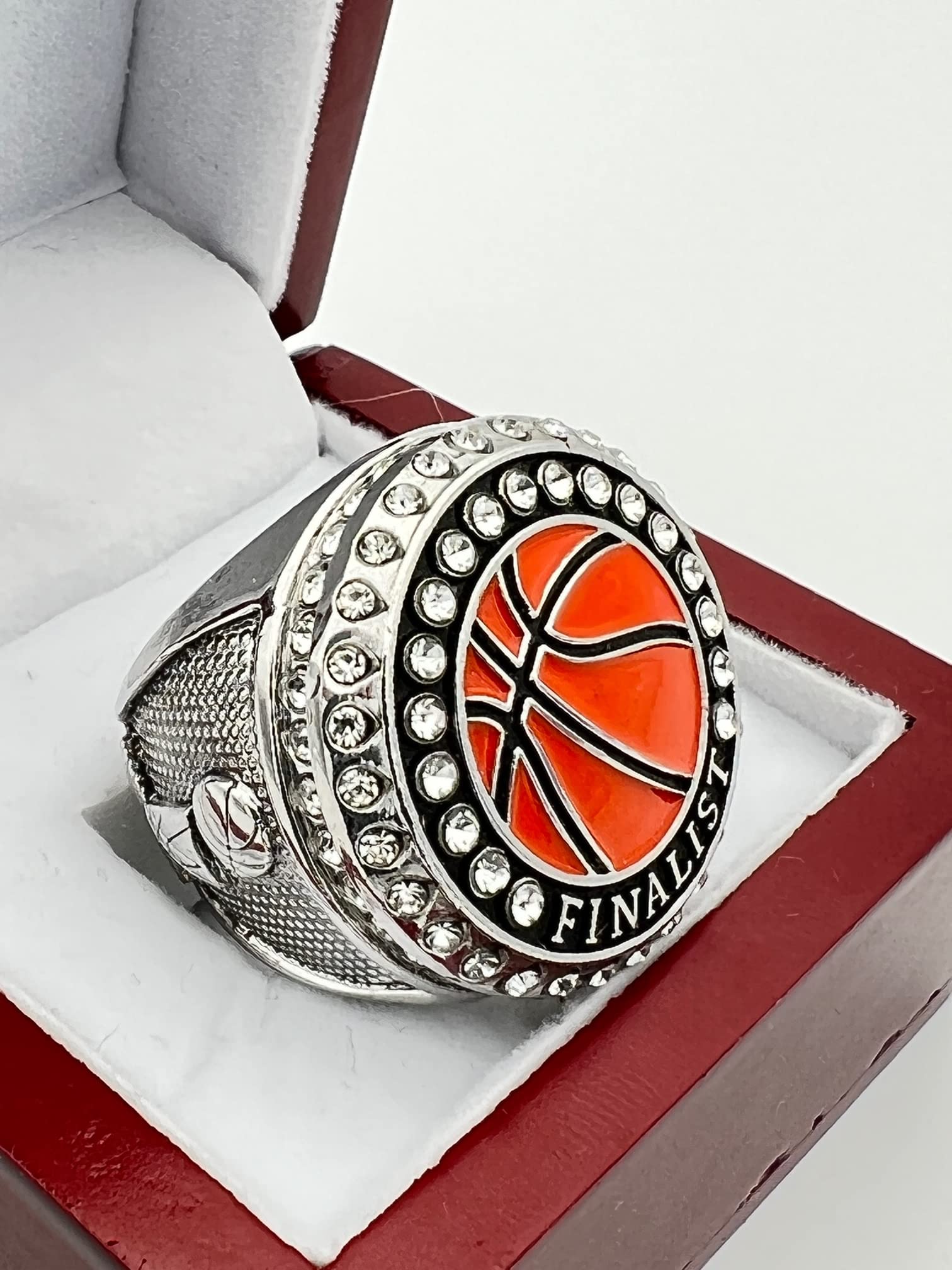 Discount Sports Rings, ROUND BASKETBALL FINALIST RING — SILVER BODY, PAINTED BALL, Player/Team Awards 19-5