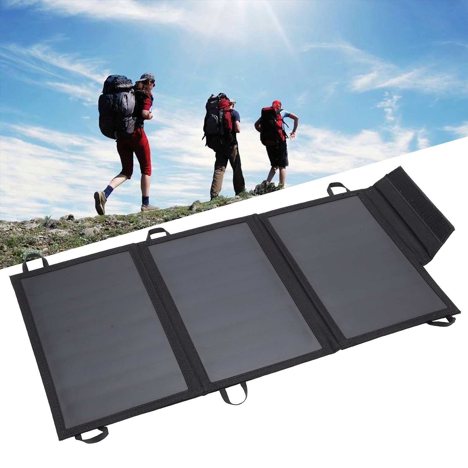 Cargador de panel de energía solar plegable de cargador solar de 15W con puertos USB duales para teléfonos tabletas altavoces y otros dispositivos