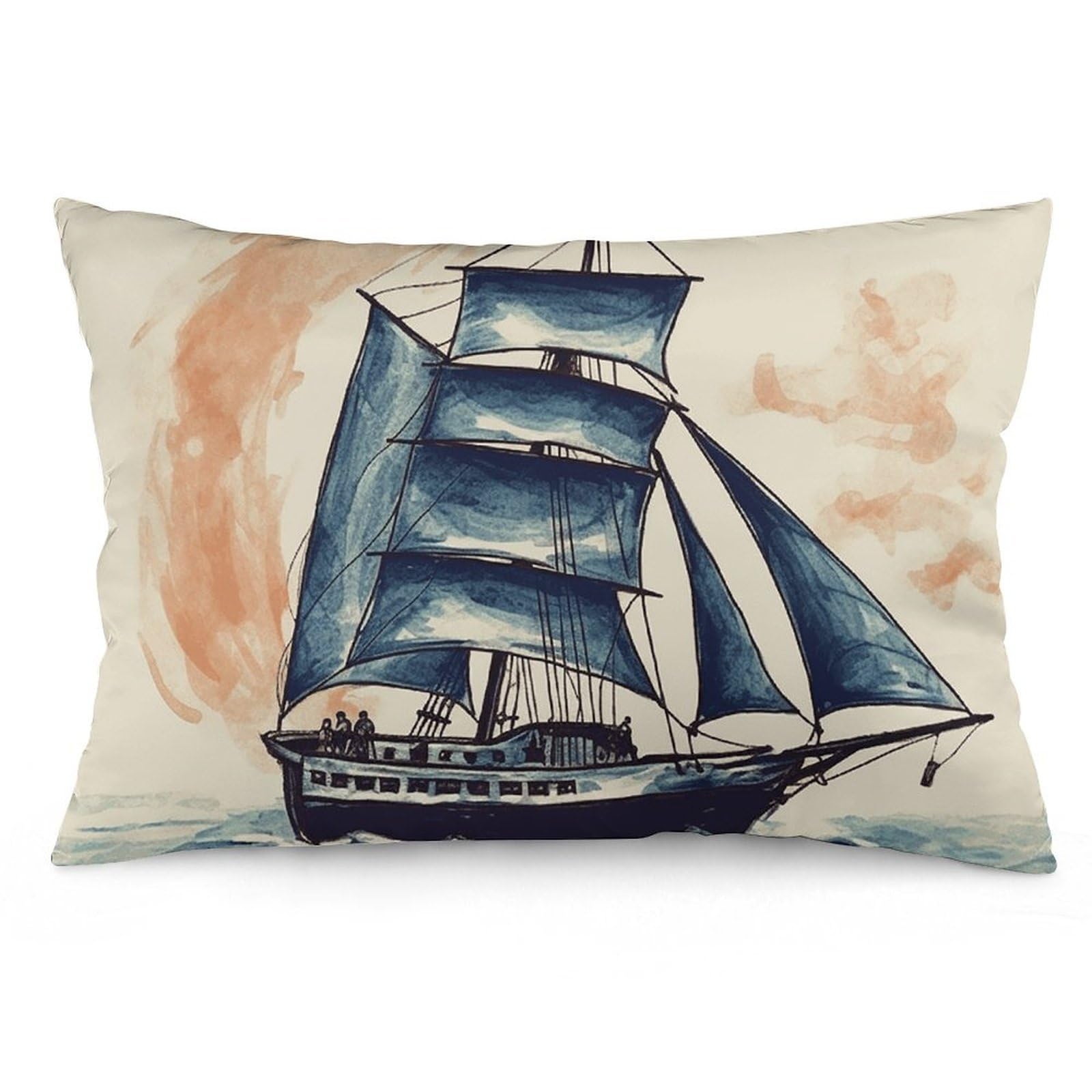 2 Pack Pillow Cases for Hair and Skin, Soft Breathable Pillow Case Covers with Hidden Zipper, Nautical Sailboat Pillowcase 12 "x20 Pillow Covers for Sleeping Gift