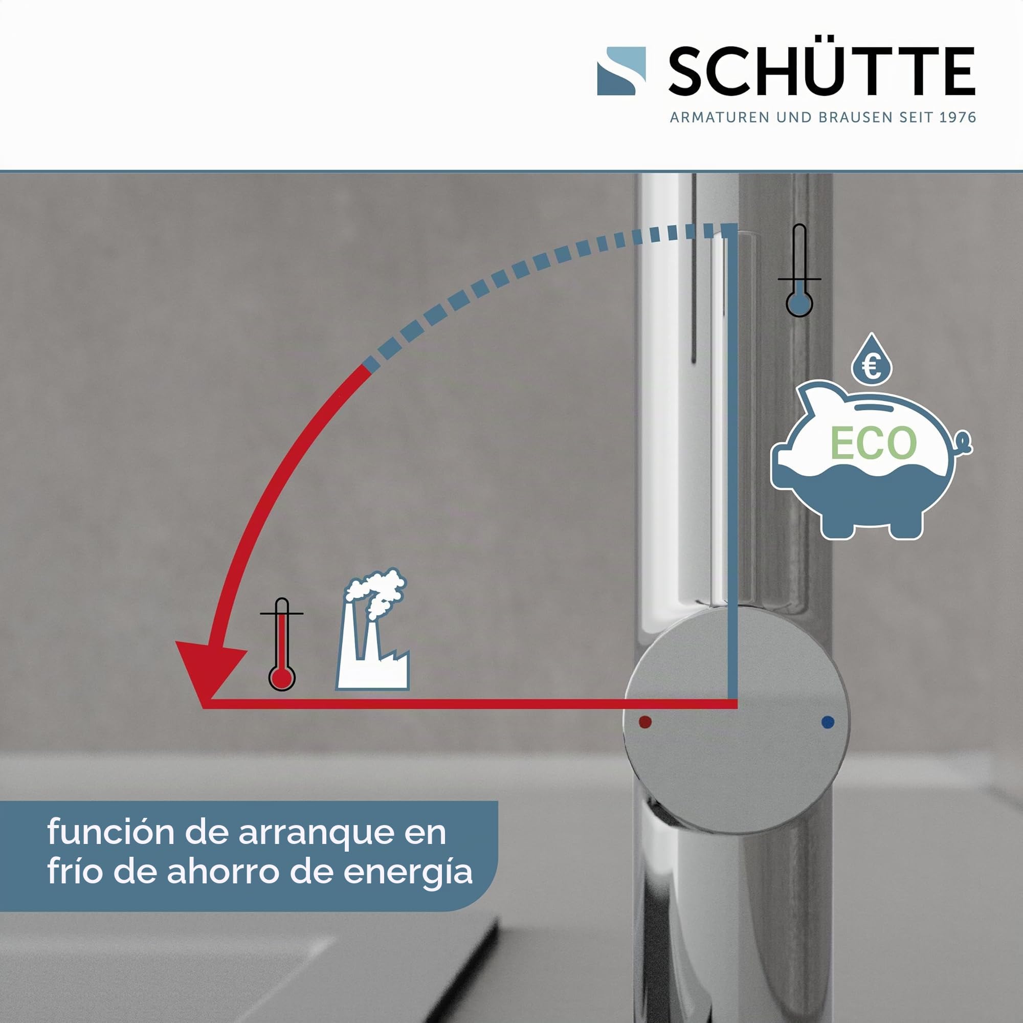 SCHÜTTE Stilo 79180 - Grifo de cocina con ducha extraíble, grifo giratorio de 360 grados para cocina, grifo mezclador monomando en cromo/negro
