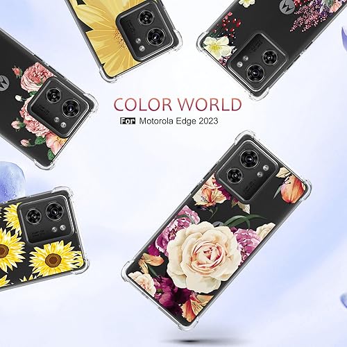 Miniatura 6 de Osophter Funda para Motorola Edge 2023 funda de goma TPU flexible de absorción de golpes para Moto Edge 2023 (flor morado)