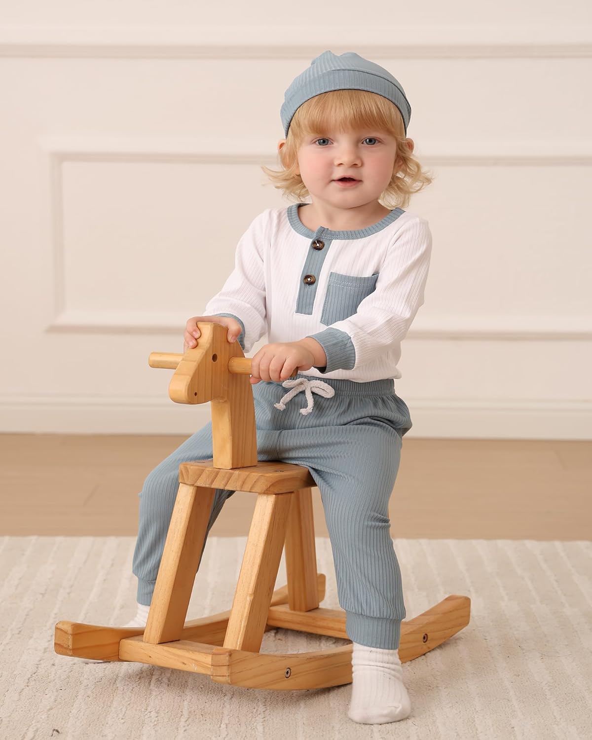 NZRVAWS Newborn Baby Boy Clothes Long Sleeve Romper Pant Set Hat 2-Pack Infant Baby Boy Outfits Fall Winter Clothing Set - Image 4