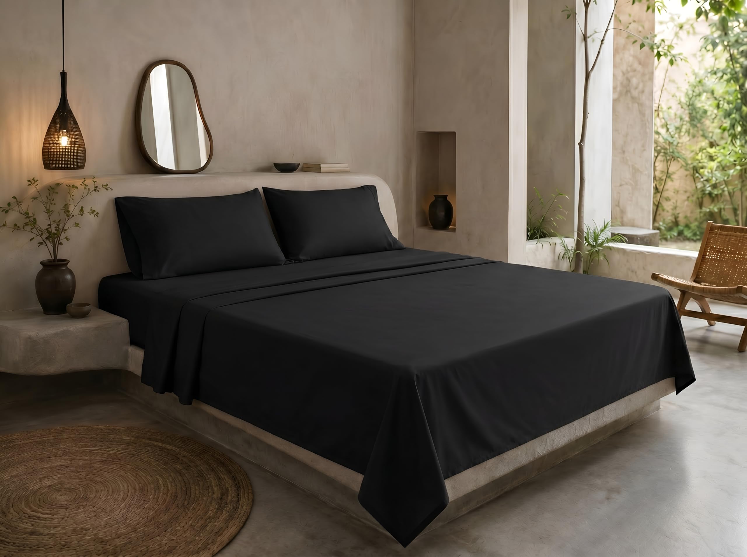 Yorkshire Bedding Single Bed Flat Sheet 100% Egyptian Cotton 200 Thread Count Hotel Quality Black Bed Sheets (175 cm x 275 cm) โ image 1