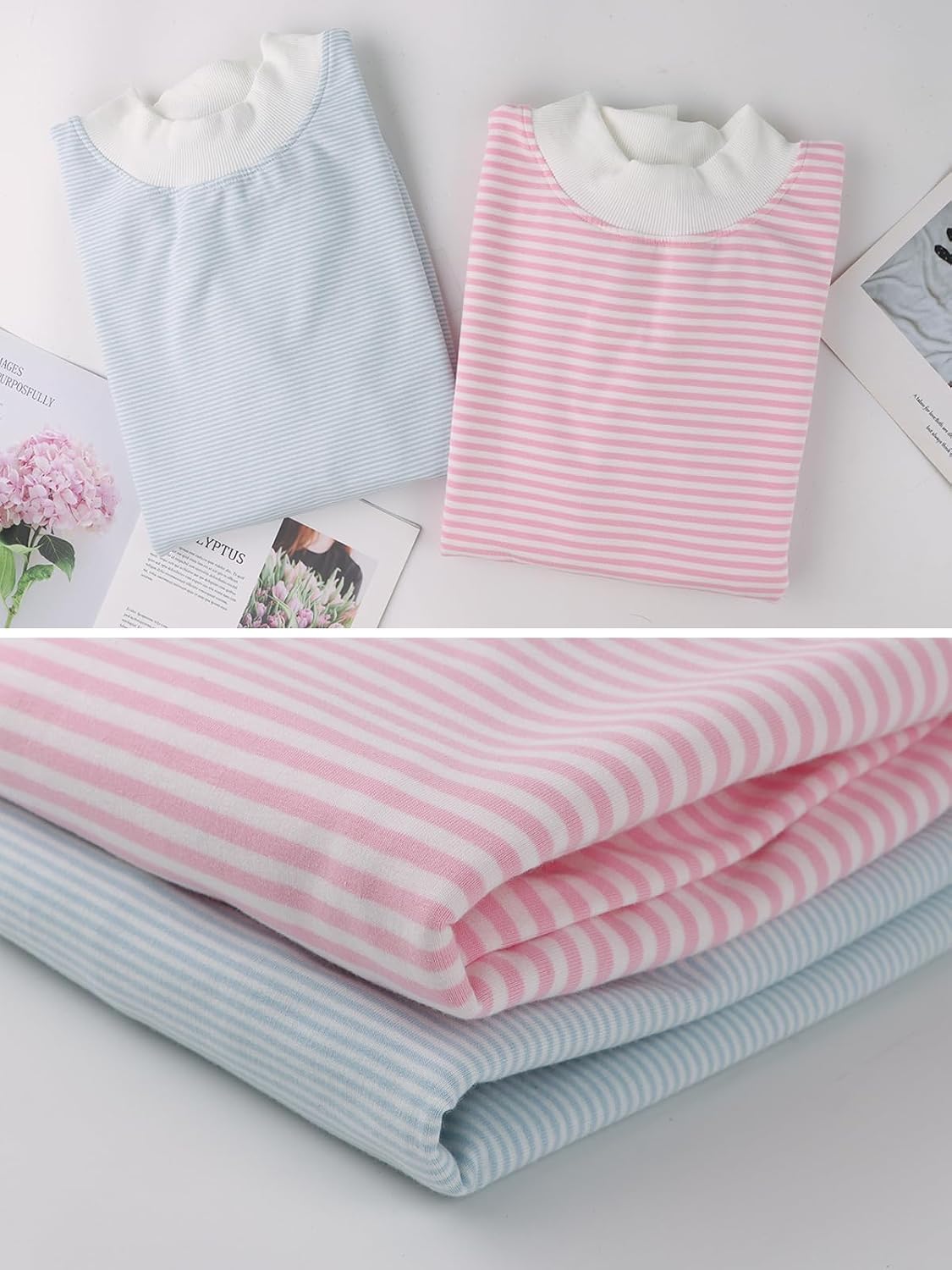 Anoumcy Oversized Striped Mock Neck Sweatshirt Women Cotton Turtleneck Pullover Long Sleeve Tops Spring Fall Outfits