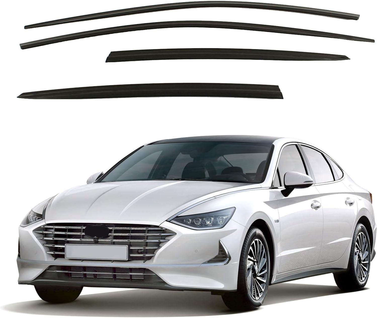 Safe Smoke Window Visor Sun Rain Vent Guard 4 Pcs Set for 2015-2018 Sonata Out Channel Visor