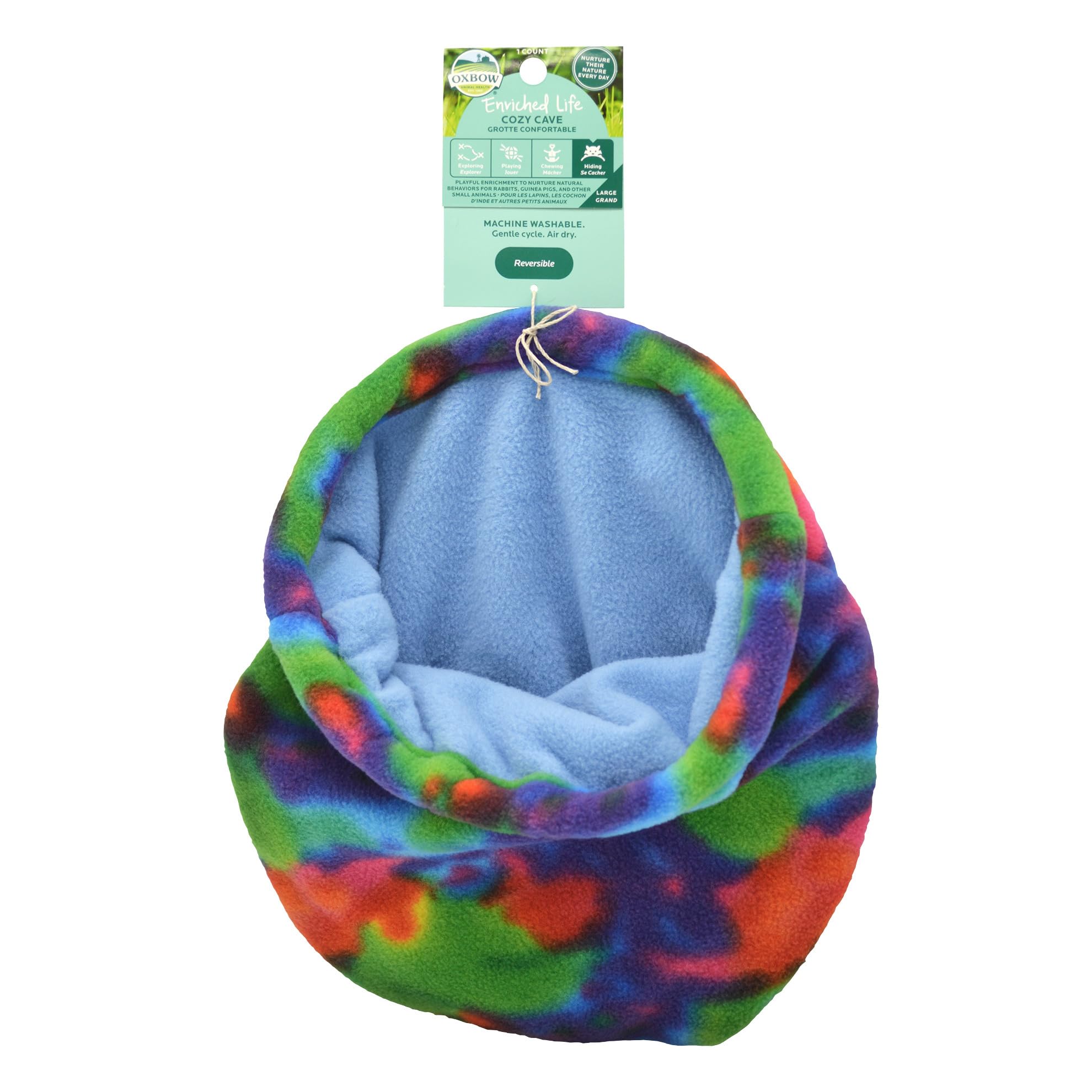 OxbowEnriched Life Cozy Cave, Large, Guinea Pig Hideout, Bunny Hideaway, Rabbit Bed, Polar Fleece Small Animal Hideout for Guinea Pig Cage, Bunny Enrichment, Rat & Chinchilla Habitat Accessory
