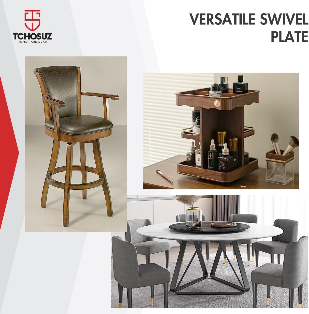 2Pack Heavy Duty Bar Stool Swivel Plate, 8 Inch Swivel Chair Base with Solid Ring of Ball Bearings, 400lbs Capacity Chair Swivel Bracket Replacement Parts for Barstools Recliner Chair Sofa