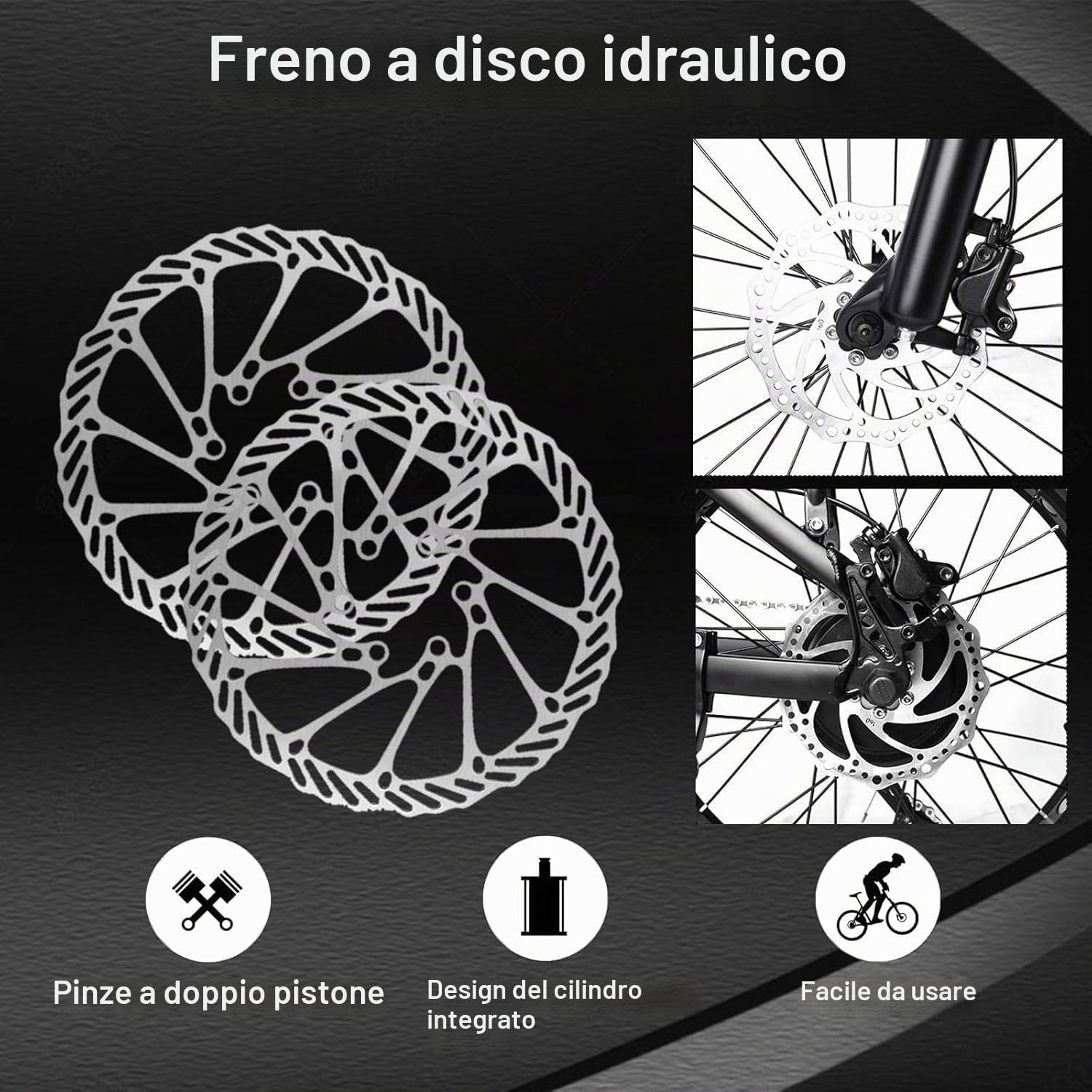 Freno a Disco Idraulici per Bicicletta, Kit Freno Idraulico, Set Freni Bici con rotori da 160 mm Freno a Disco, Anteriore 800 mm Posteriore 1400 mm per Mountain Bike e Bici da Strada