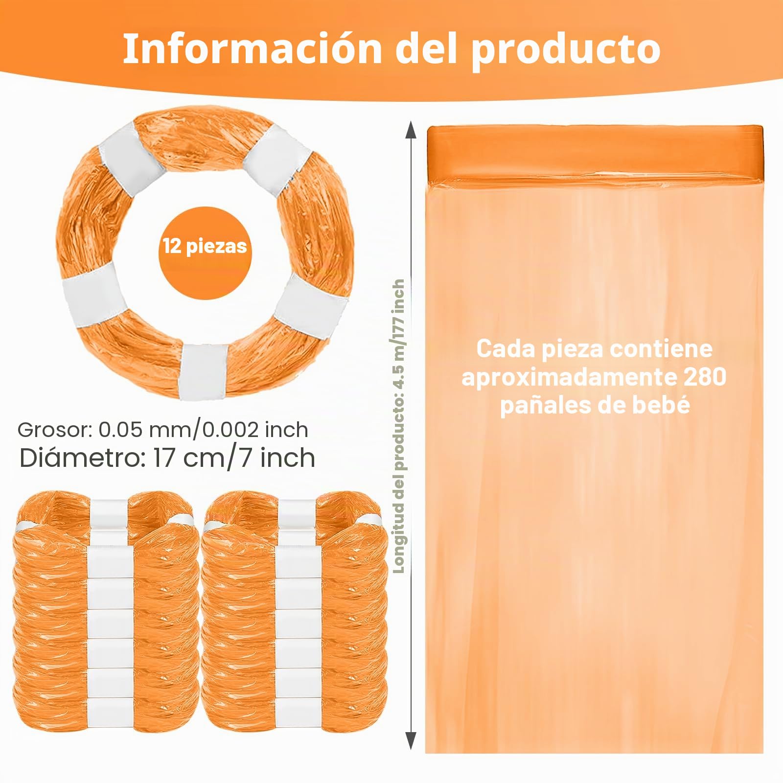 12 Recambios Contenedor de Pañales Compatible con Tommee Tippee, Bolsa de Relleno para Papelera Pañales Bebe Compatible con Angelcare et Tommee Tippee et Litter Locker II Recambios