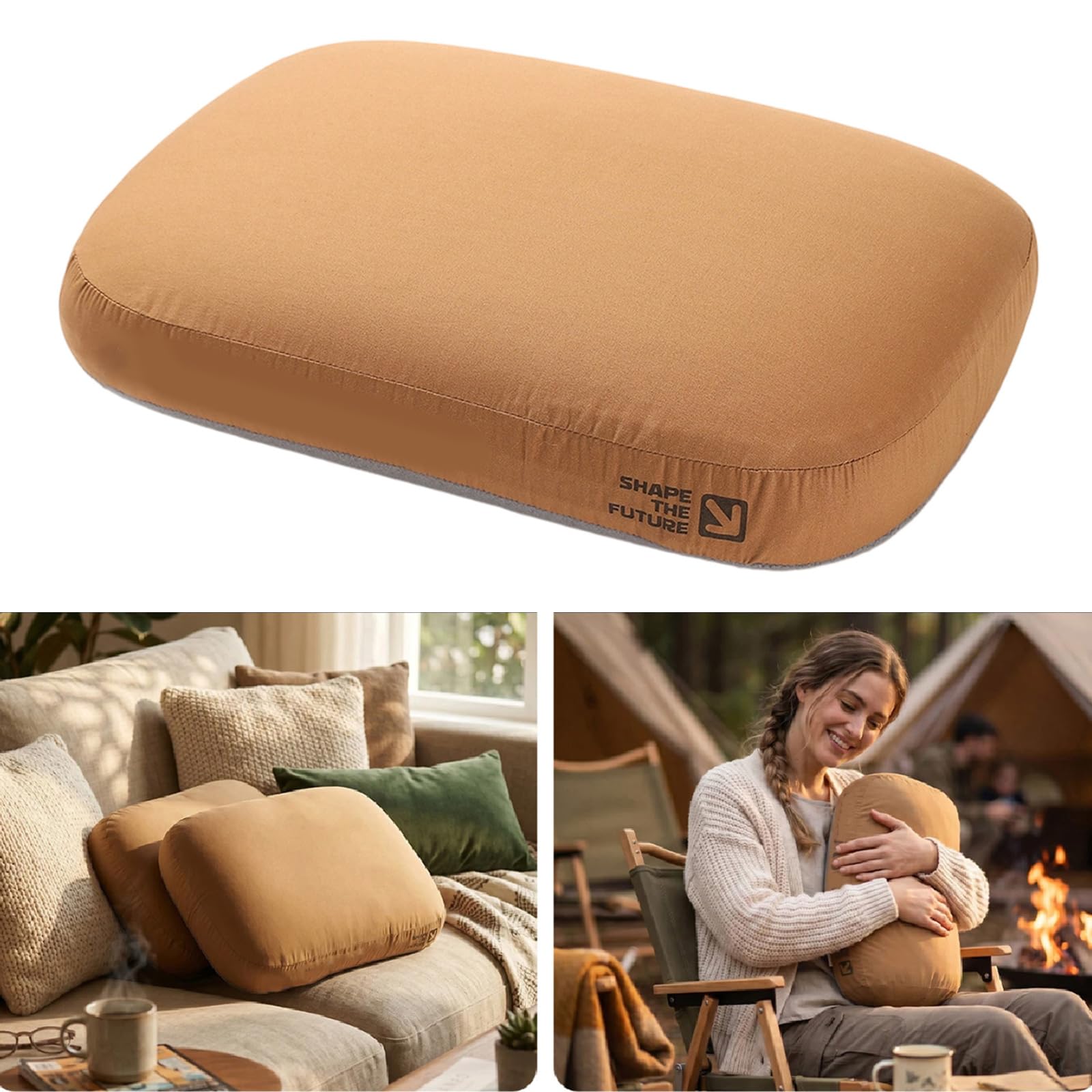 Almohadas ergonómicas de camping, espuma viscoelástica suave, cuello suave, rebote lento, peso ligero, portátil, almohadas cómodas para el cuello