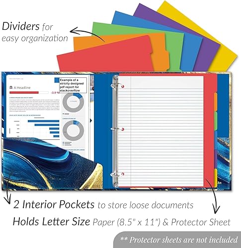 Miniatura 9 de Carpeta de 3 anillos, carpeta de tres anillos para papel tamaño carta, carpeta de anillos redondos de 1 pulgada con divisores, organizador