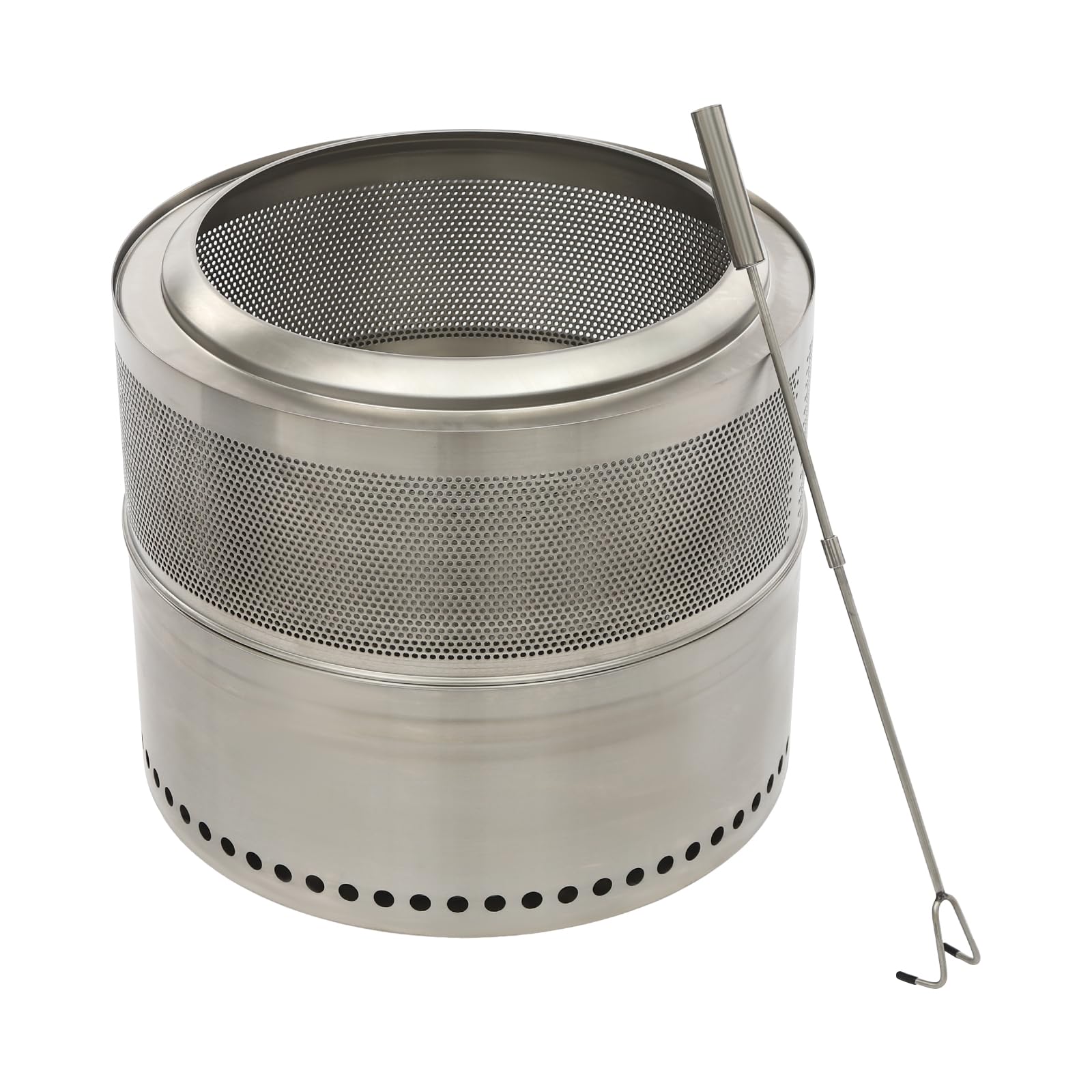 Feuerstellen - Braciere pieghevole in acciaio inox, con custodia, senza fumo, per campeggio, feste, 50 x 40 cm