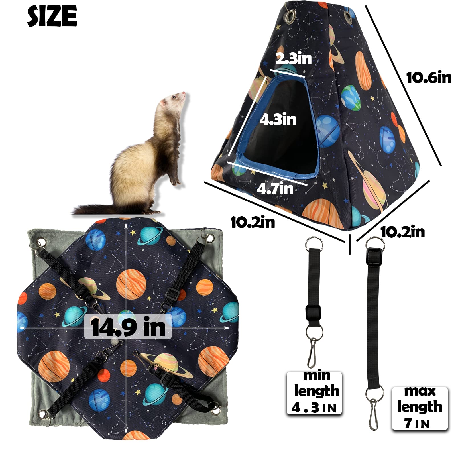 Set tunnel e tenda ad angolo retto per furetti, porcellini d'India, tunnel impermeabile in pile x amaca per conigli, ricci, ratti, cincillà, accessori per gabbie di piccoli animali 3in1