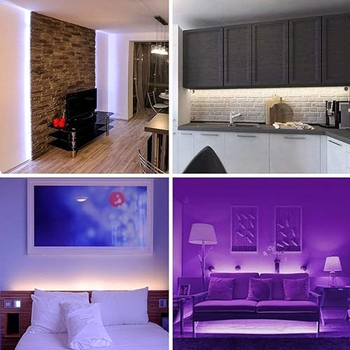 Miniatura 4 de DAYBETTER Tiras de luz LED impermeables, tira de luces LED para exteriores de 50 pies (3 rollos de 16.4 pies), tira de luces LED 5050 RGB que