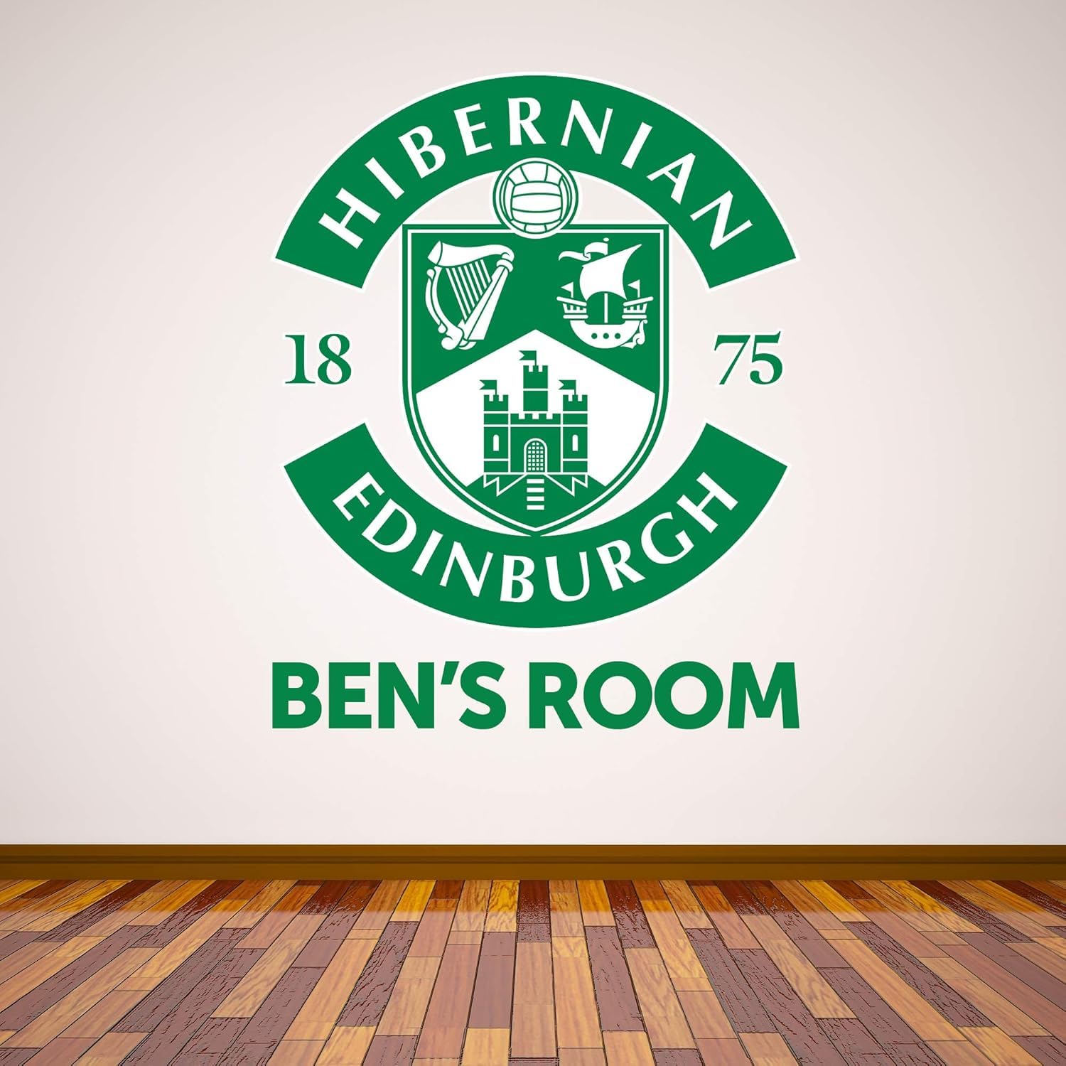 Hibernian F.C. Crest & Personalised Name Wall Sticker (120cm Height x 120cm Width)