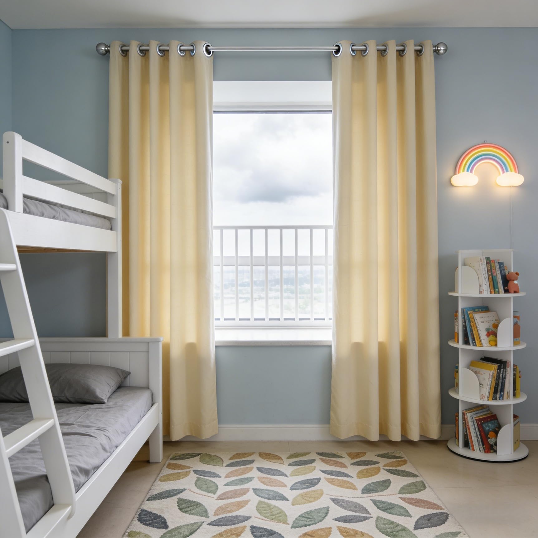 Rideau occultant crème pour tamiser la lumière du salon ou de la chambre
