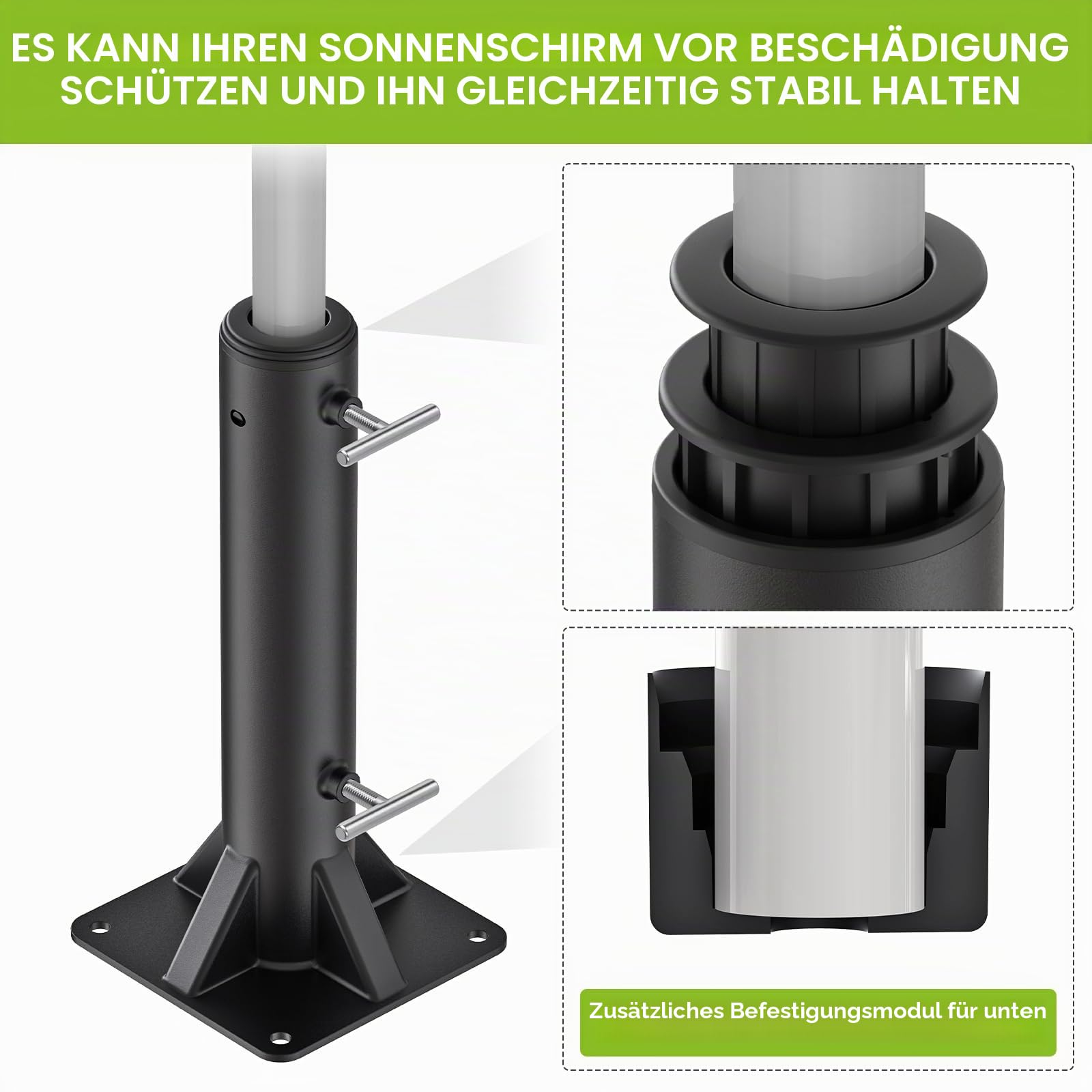 Dolibest Sonnenschirmhalter Standrohr Bodenhülse Bodenanker/Eckige