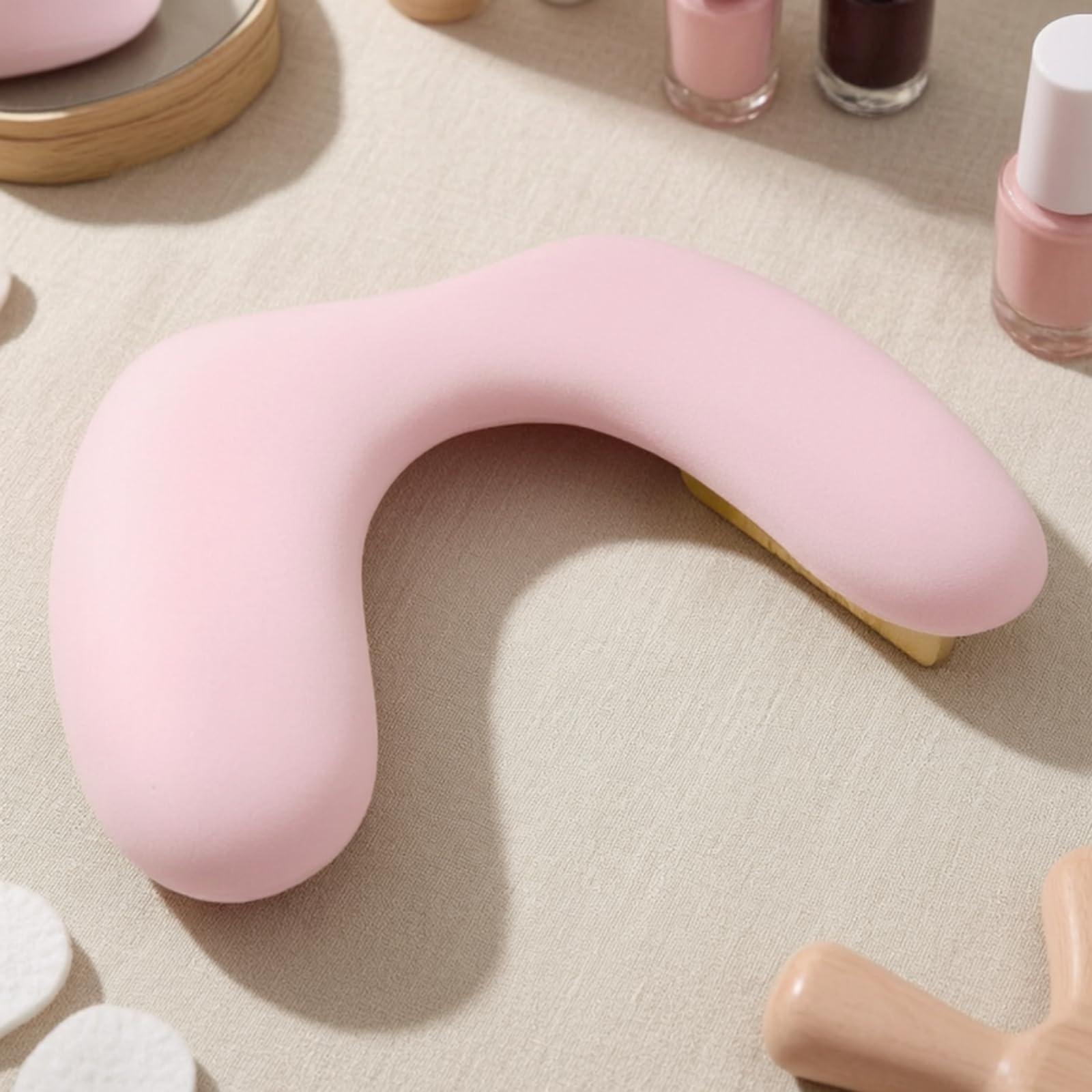 Reposa con Patas Madera Desmontables Ergonómico Apoya Manicura Resisn Reposabrazos en Forma U para Manicuristas,