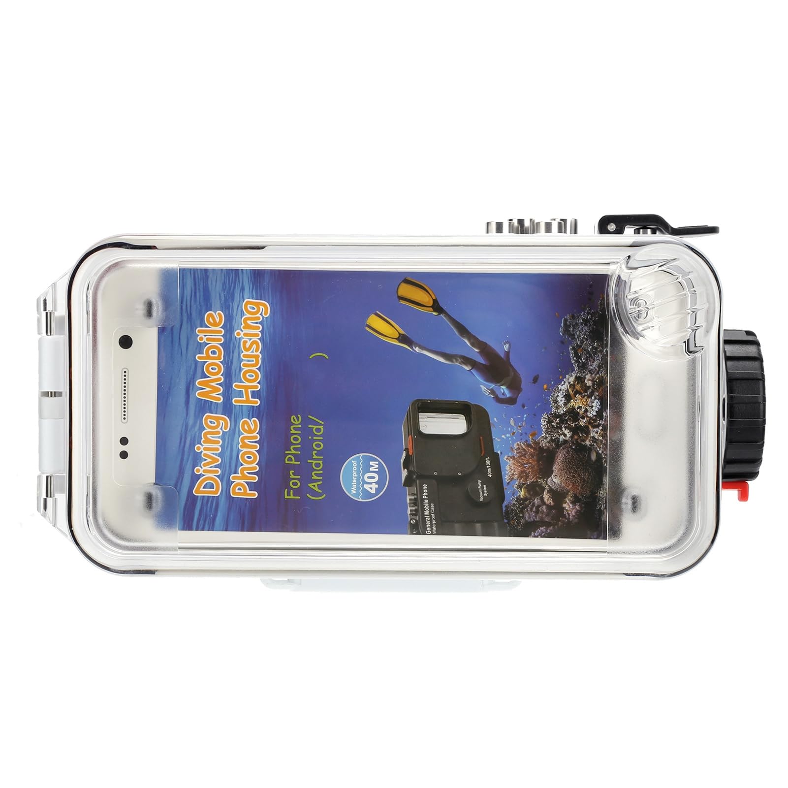 Carcasa para Teléfono Subacuático con Junta Tórica de Ajuste a Presión para Protección Impermeable de 40 M/131 Pies, Funda Protectora Subacuática para Teléfono para Buceo/esnórquel, Blanco,
