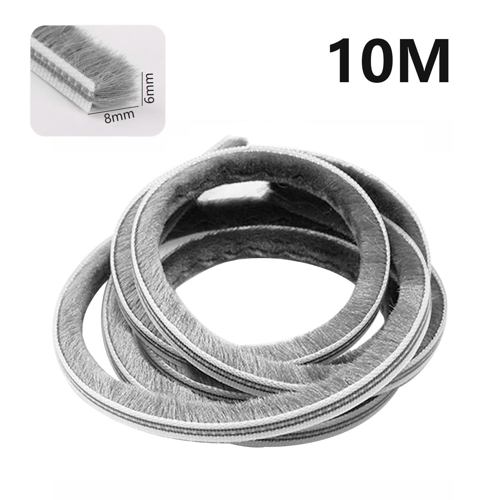 10 m Brush Seal Strip, Door Guard Seal, 6 mm (W) x 8 mm (D), Insect Protection, Sealing Brush for Door Window, Wardrobe - Image 2