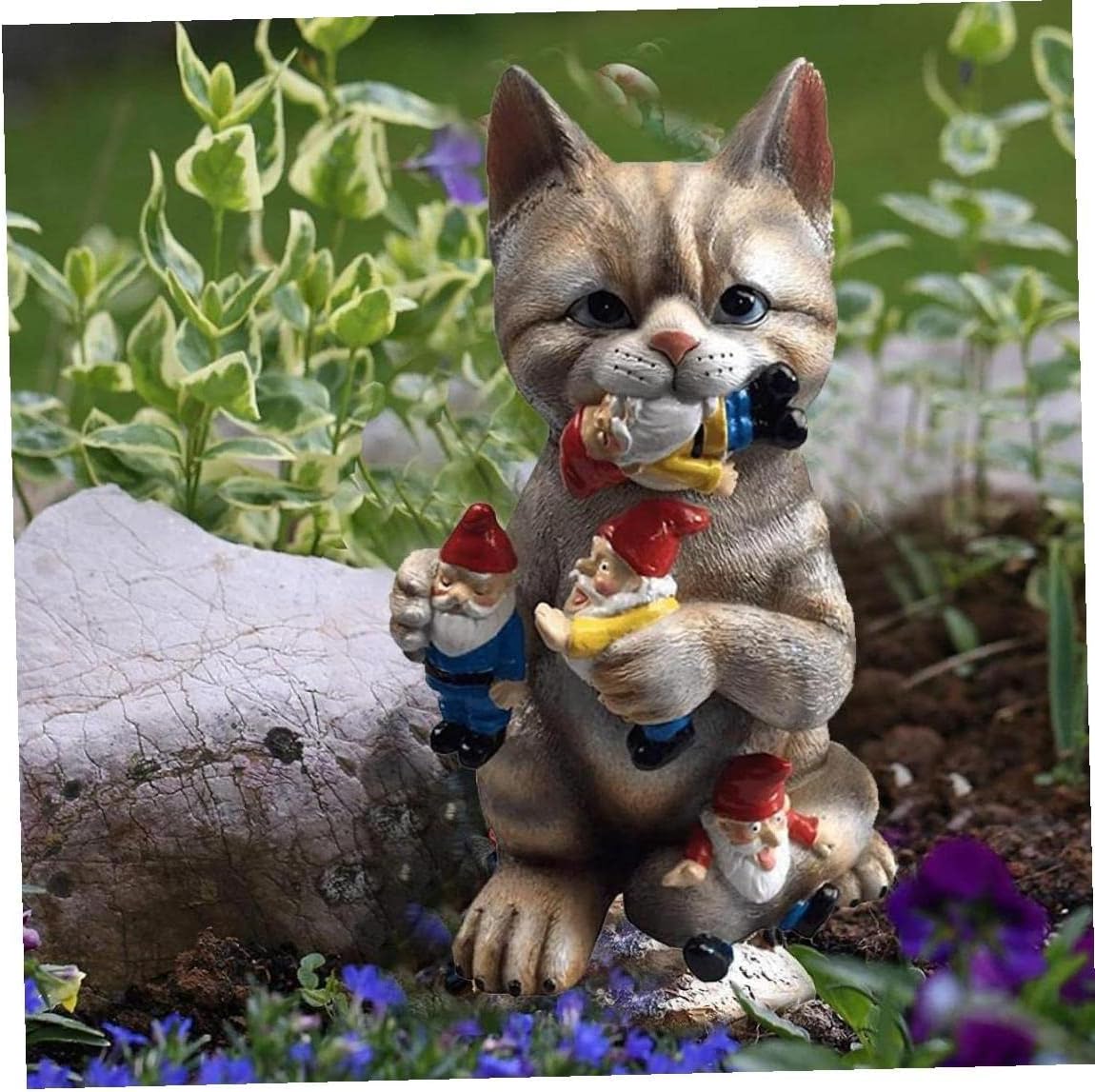 Christmas Art Statue Cute Cat Santa Claus Figurine Ornament Decor Gift for Outdoor Indoor Office