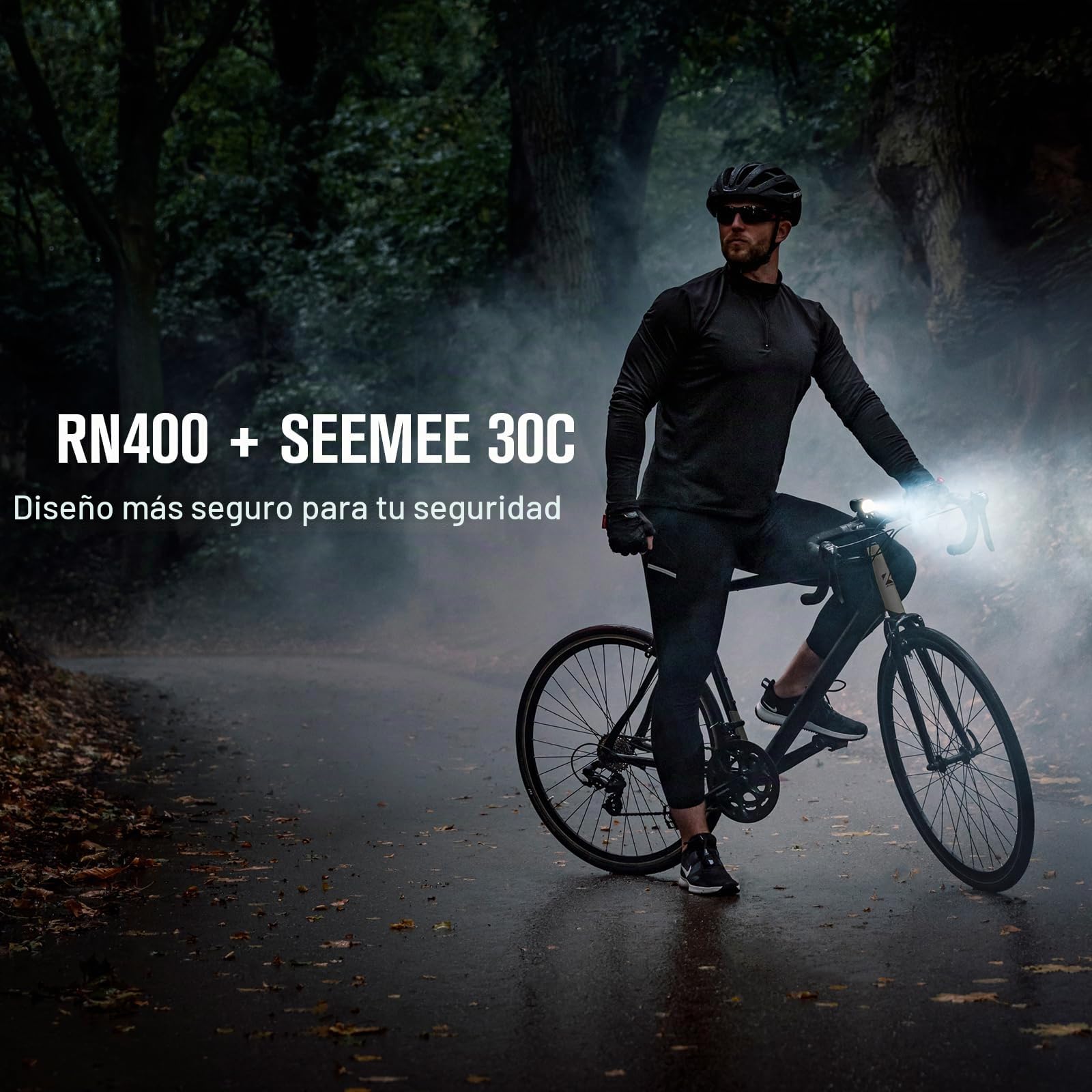OLIGHT RN400+SEEMEE30C Luces Bicicleta Delantera y Trasera LED Recargable | Juego de Linterna Delantero y Luce Trasera para Bicicleta, 400 Lúmenes, 5 Modos para Iluminación, para Camping y Ciclismo