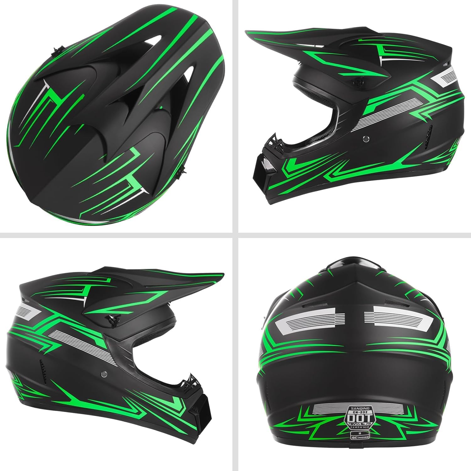 Casco Integral de Motocross para Jóvenes con Gafas Mascarilla Guantes, Cara Completa MTB Enduro Karting Casco de Moto, Unisexo BMX Carreras Quad Dirt Bike Chocar Casco G S