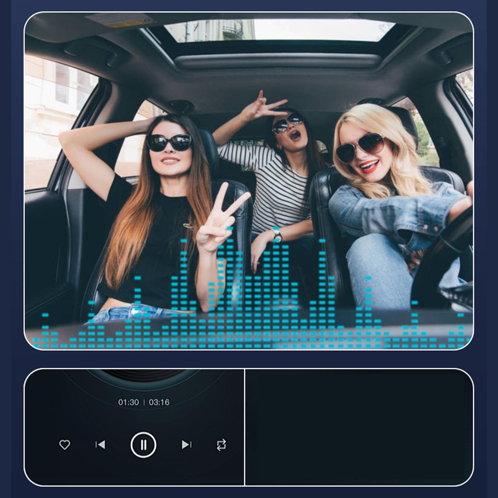 Bezprzewodowy Ekran Samochodowy 6.5 Calowy Ekran Dotykowy HD Bluetooth Sterowanie Głosowe Nawigacja Strumieniowe Przesyłanie Muzyki