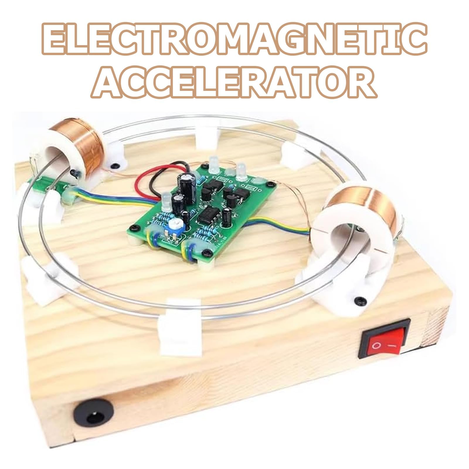 Kit De Acelerador Electromagnético para Armar, Modelo De Movimiento Circular con Bola De Hierro De Doble Bobina, Herramienta De Experimento De Física De Inducción Magnética para Educación