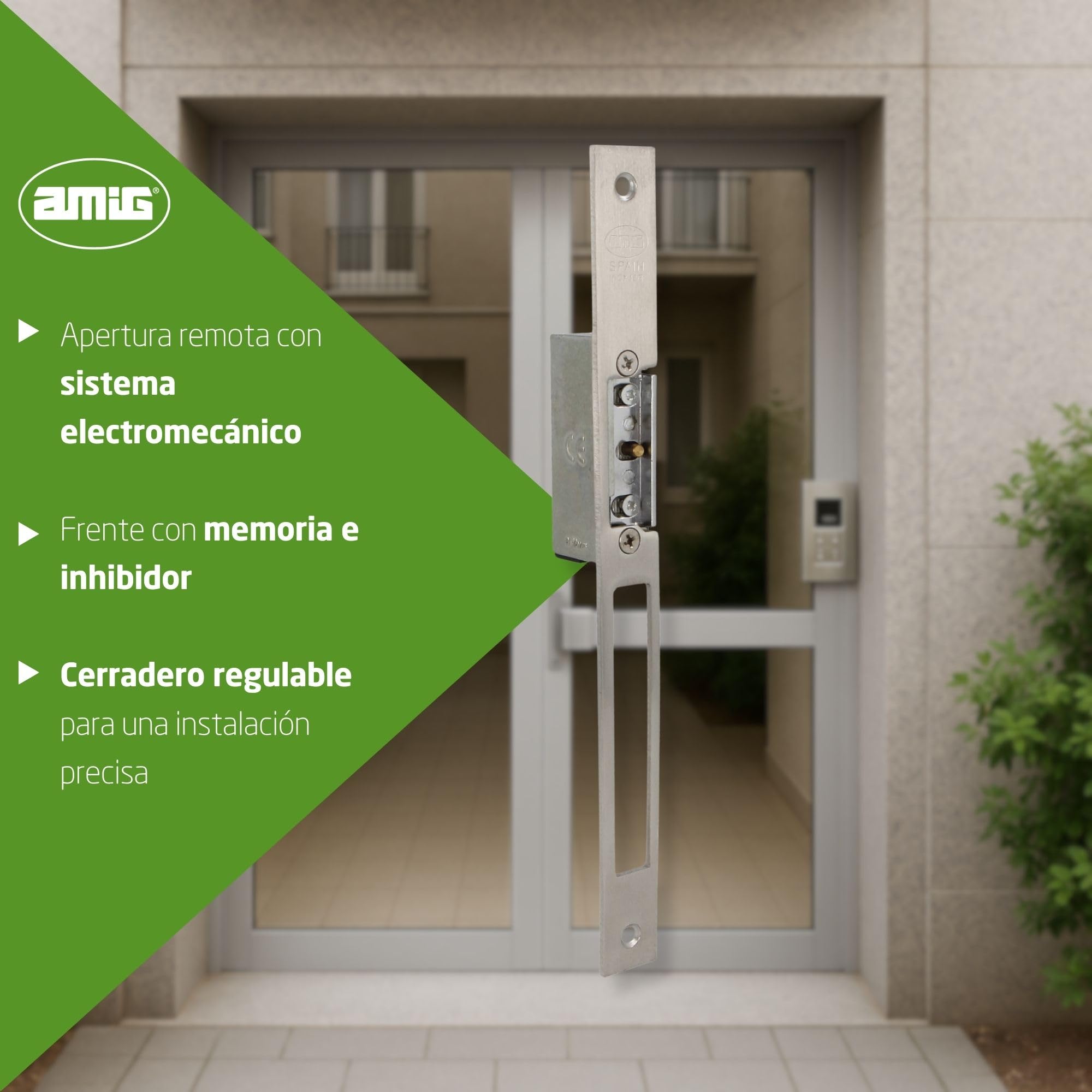 Amig - Abrepuertas Eléctrico de Embutir para Puertas - Mod.51-250 x 22 x 3 mm - Amperaje: 1,1 A - Incluye Bobina de 8-12 V de Corriente Alterna - Cerradero para Portales, Tiendas u Oficinas
