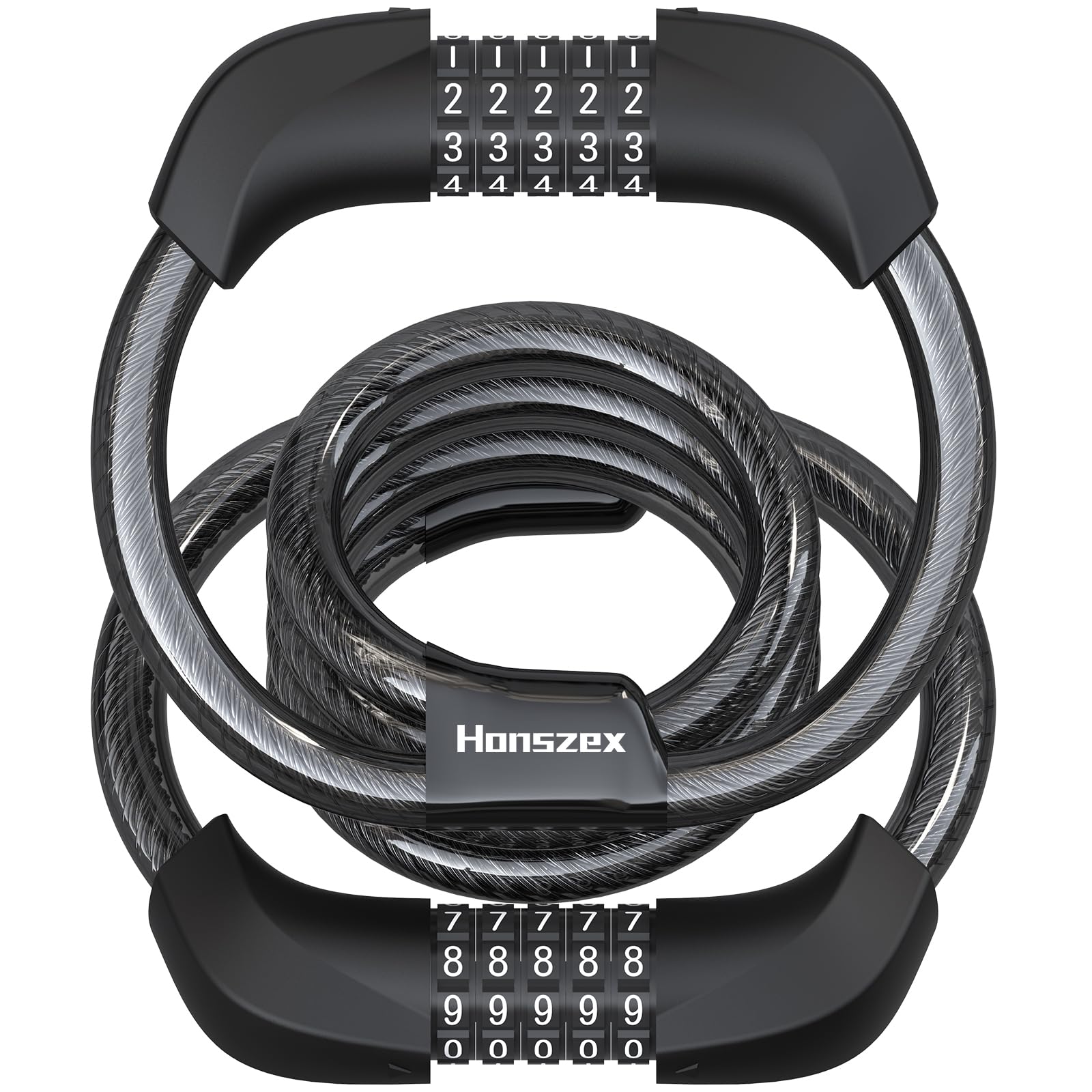 Honszex Electric Scooter Lock, 5 Digit Combination Bike Padlock, Anti-Theft Bike Padlocks 105 cm, Double Cylinder Cable Lock for Electric Scooter/Bicycle