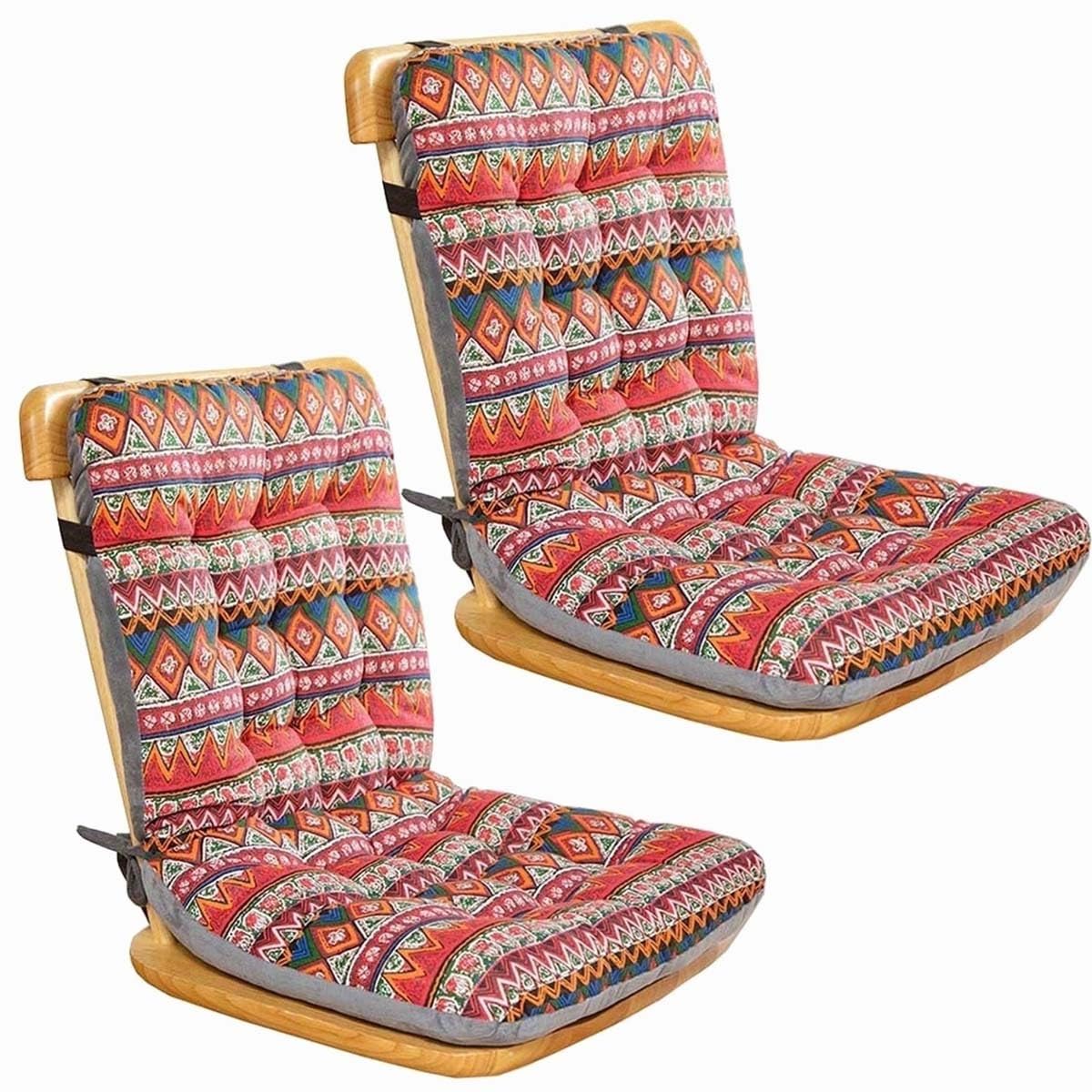 Set of 1/2/4/6 High Back Chair Cushions, Office Chair One-Piece Chair Pads with Ties Dining Room-Kitchen Thickened Chair Seat Cushion Outdoor/Indoor(Color:Color4,Size:L:42x33x45cm2pcs)