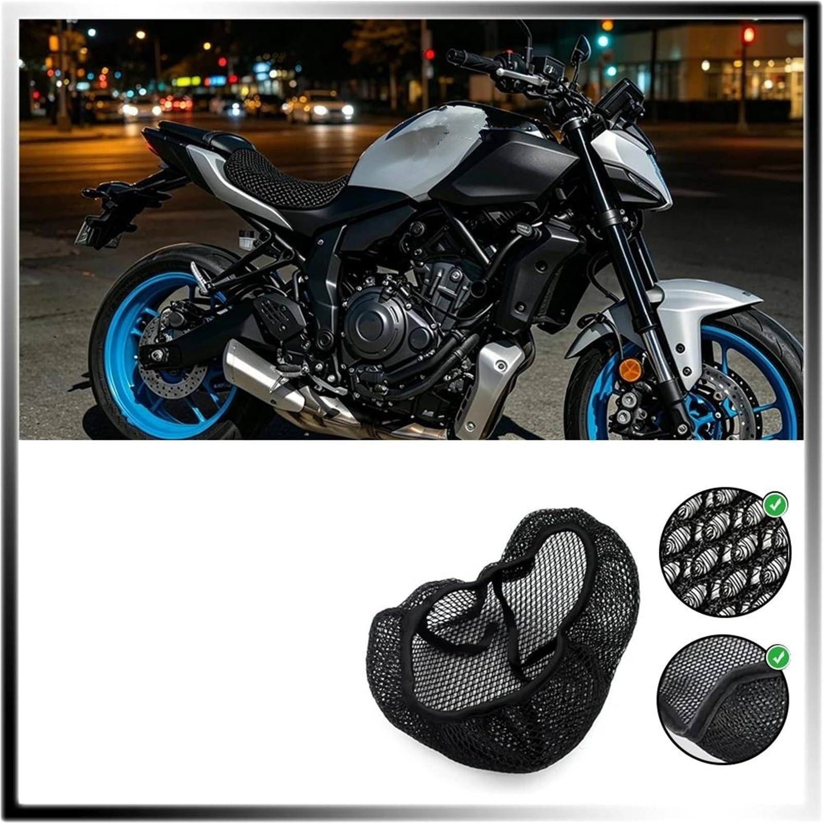 Cuscino Per Sedile Da Moto Cuscino Per Sella Moto Per YAMAHA MT07 2025, Copertura In Rete A Nido D'ape, Protezione Termica, Antiscivolo Coprisedile In Rete