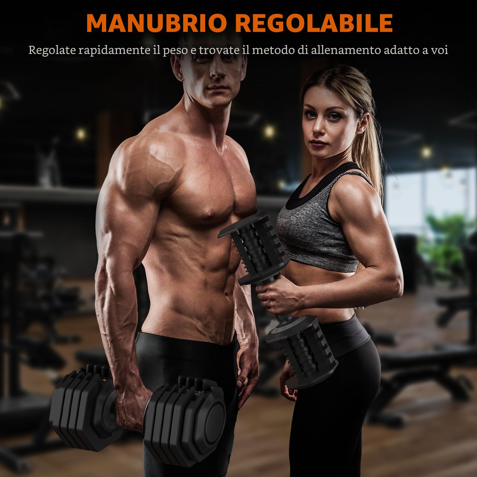 Dripex Manubri regolabili, set di manubri con impugnatura antiscivolo, dischi regolabili e vassoio di appoggio, disponibile singolarmente o in coppia