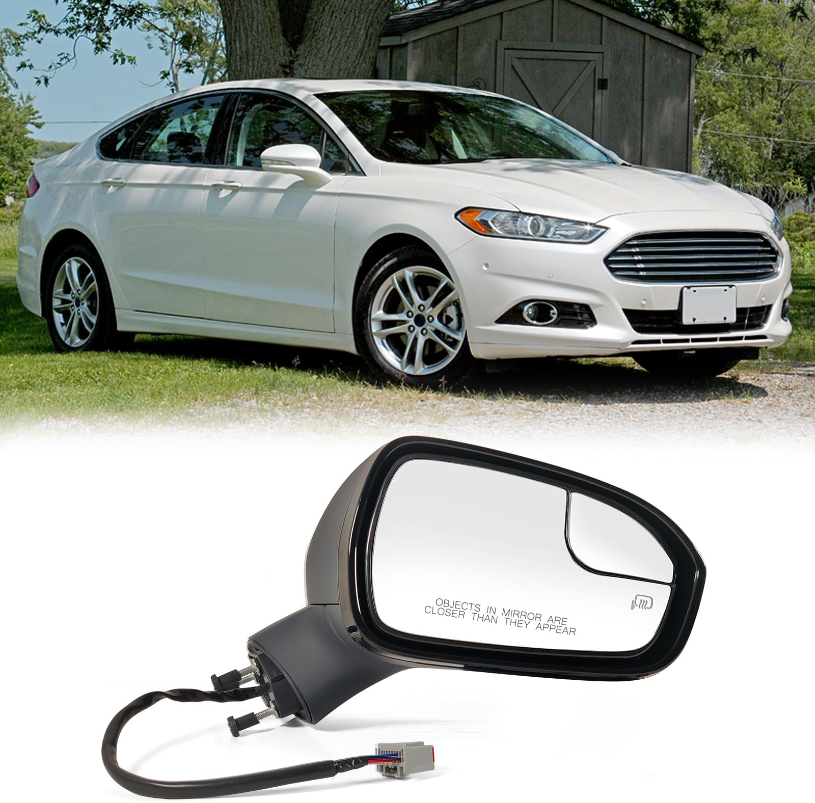 Lqito Right Passenger Side Door Mirror Fits 2013-2016 Ford Fusion Sedan S SE SE Hybrid | Heated Power In-housing Signal Light,Puddle Lights,Manual Folding Replace: DS7Z17682BA