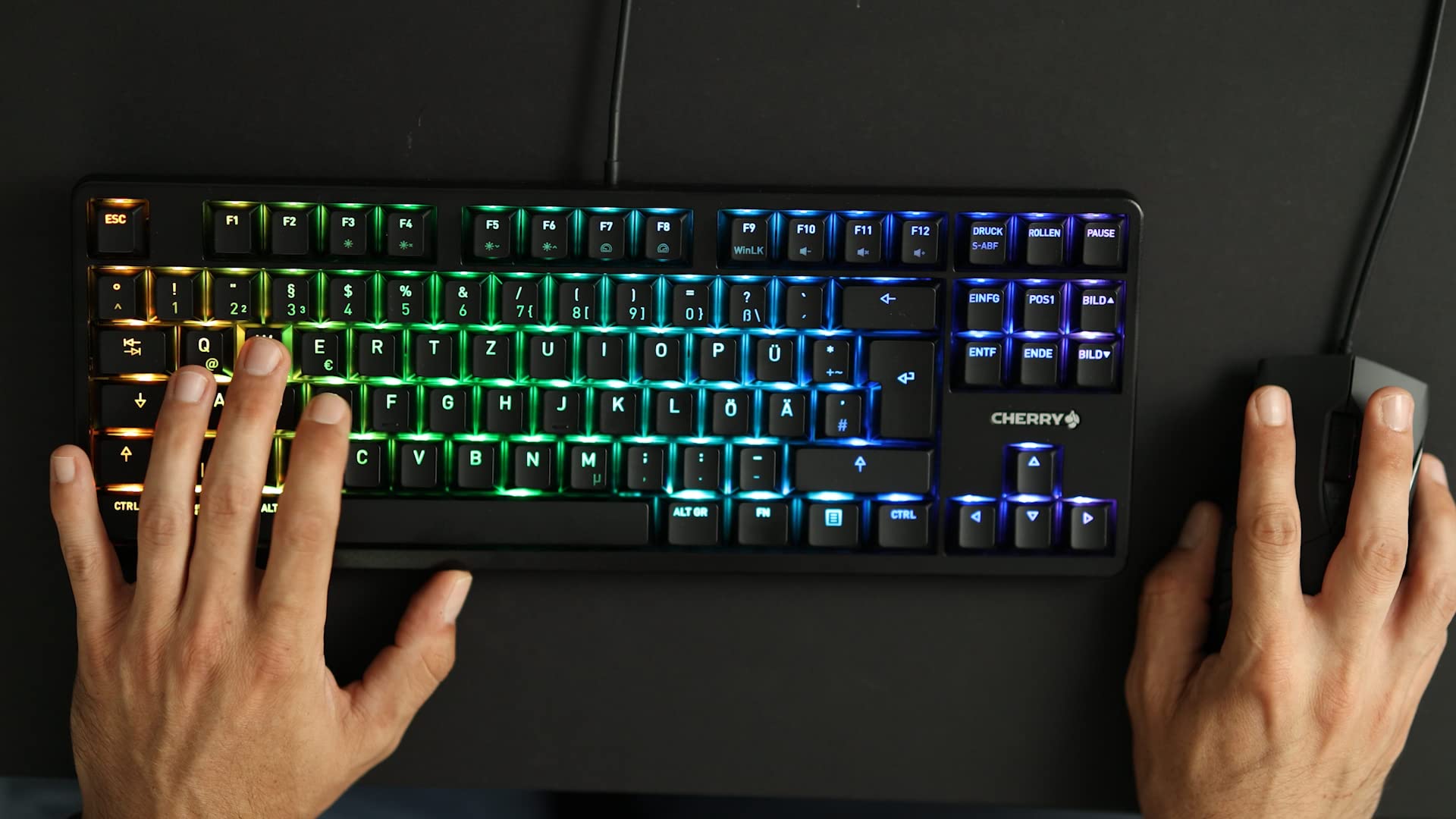 Cherry G80-3000N RGB TKL, Teclado Gaming con Cable y sin Teclado Numérico, Distribución de Teclado Europeo (QWERTY), Iluminación RGB, Switches MX Silent Red Originales, Negro