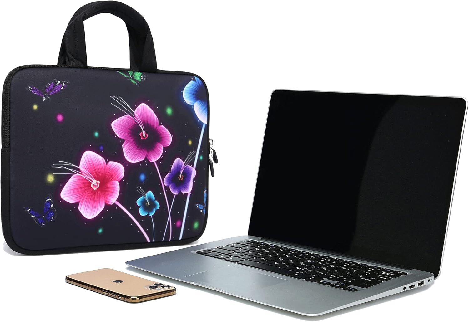11 11.6 12 12.1 12.5 inch Laptop Carrying Bag Chromebook Case Notebook Ultrabook Bag Tablet Cover Neoprene Sleeve for Apple MacBook Air Samsung Google Acer HP DELL Lenovo Asus (Colorful Flowers) - Image 7