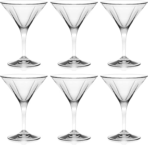 Barski Martini  Vasos  Classic Clear  Juego de 6  Tallos fabricados en Europa  5 oz.