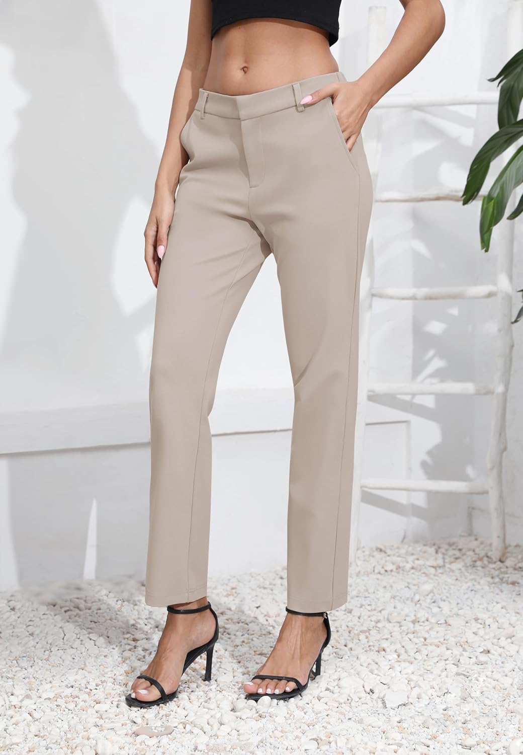 Urban CoCo Women's Elastic Waisted Dress Pants Business Work Casual Stretch Slacks with Pockets - Image 2