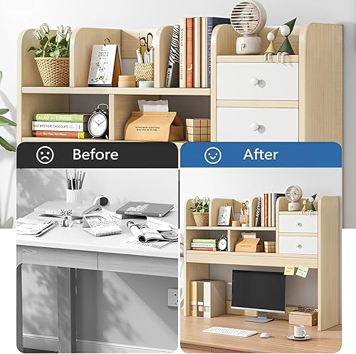 Miniatura 4 de MObyat Organizador de escritorio, organizador de escritorio con cajones, estante de exhibición de escritorio para suministros de oficina en casa