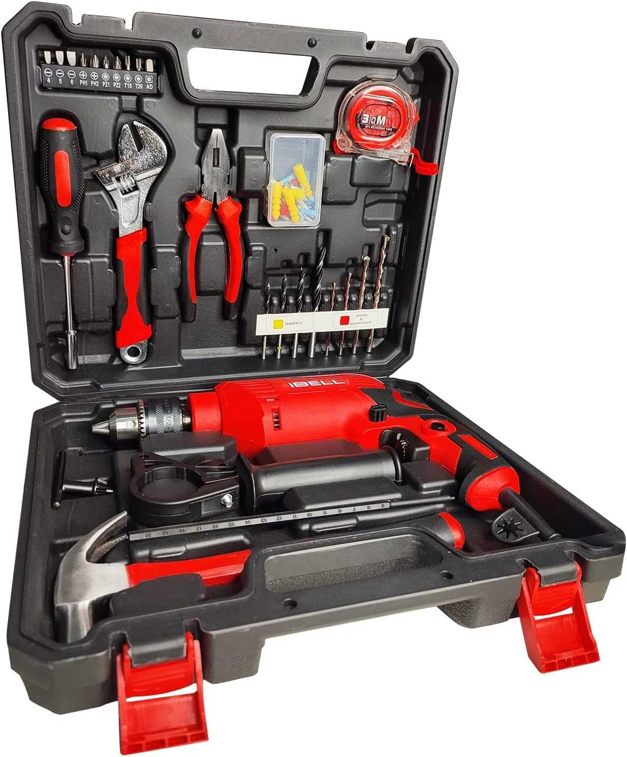BOSCH GSB 10 RE Corded-Electric Tool Kit | 100-piece Tools Box Kit ...