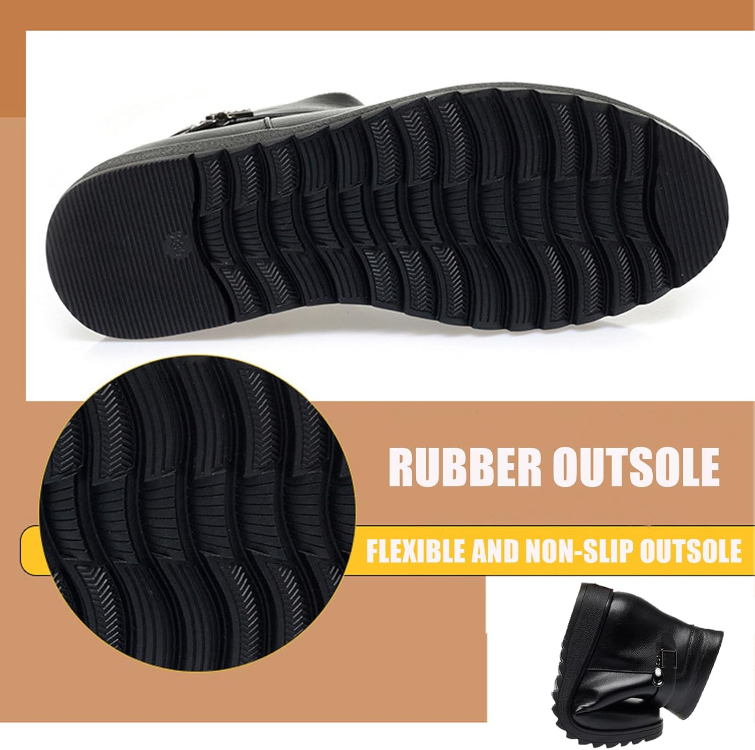Women'S Leather Wedge Winter Snow Boots Fashion Sparkling Rhinestones Warm Fully Fur Lined Side Zipper Softsole Ankle Boots